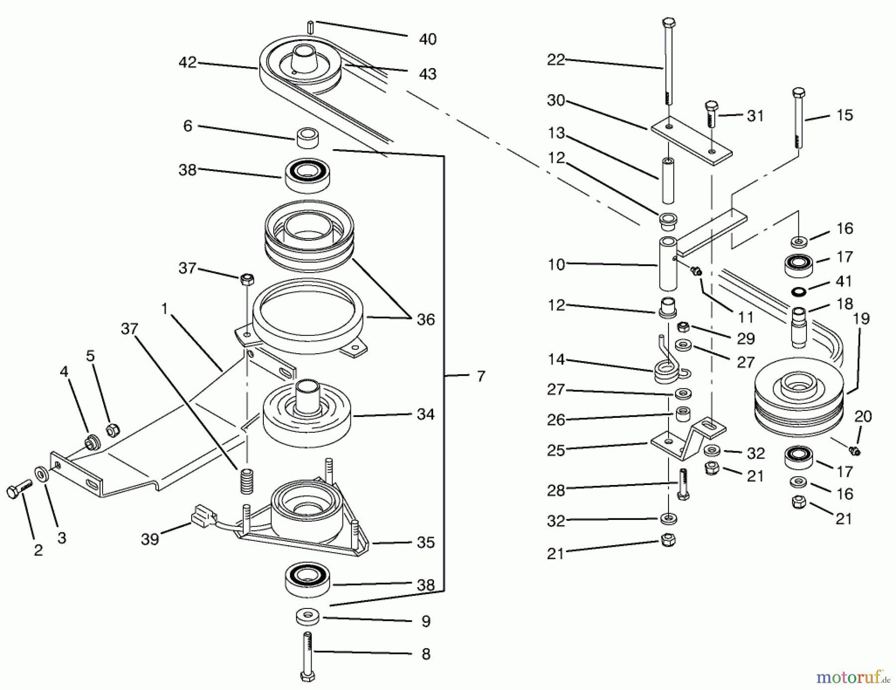 Toro Neu Mowers, Zero-Turn 74021 (616-Z) - Toro 616-Z Tractor, 1995 (590001-599999) PTO ELECTRIC CLUTCH & DRIVE ASSEMBLY