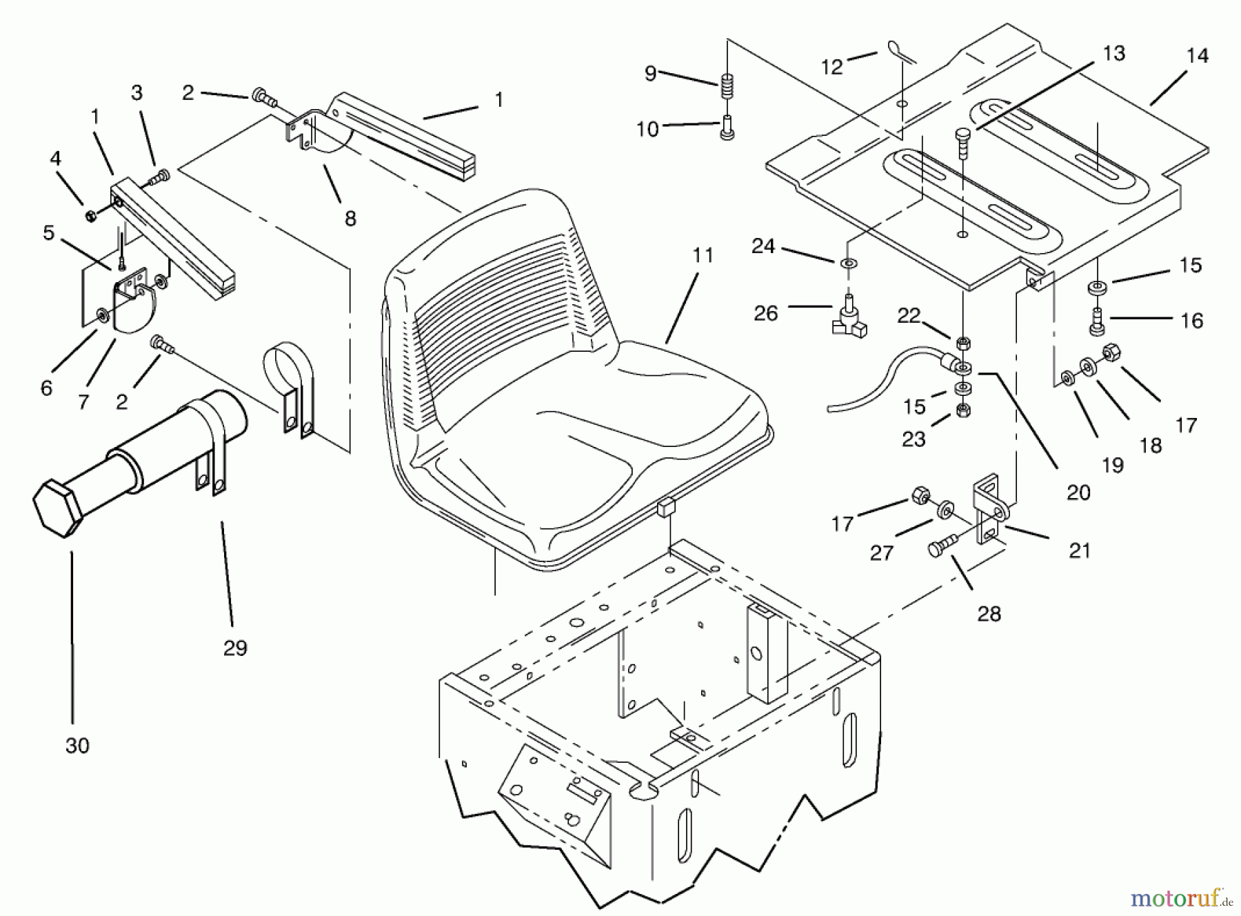 Toro Neu Mowers, Zero-Turn 74101 (620-Z) - Toro 620-Z Tractor, 1995 (590001-599999) SEAT ASSEMBLY