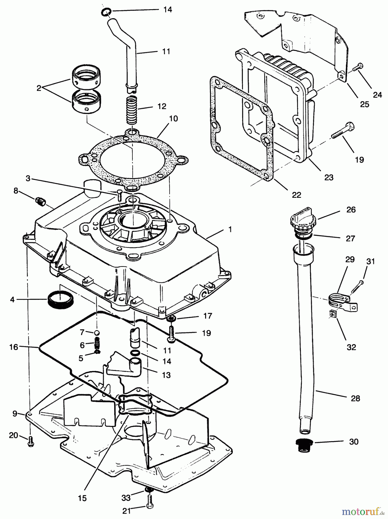Toro Neu Mowers, Zero-Turn 74041 (616-Z) - Toro 616-Z Tractor, 1993 (39000001-39999999) OIL BASE & FILL TUBE ASSEMBLY