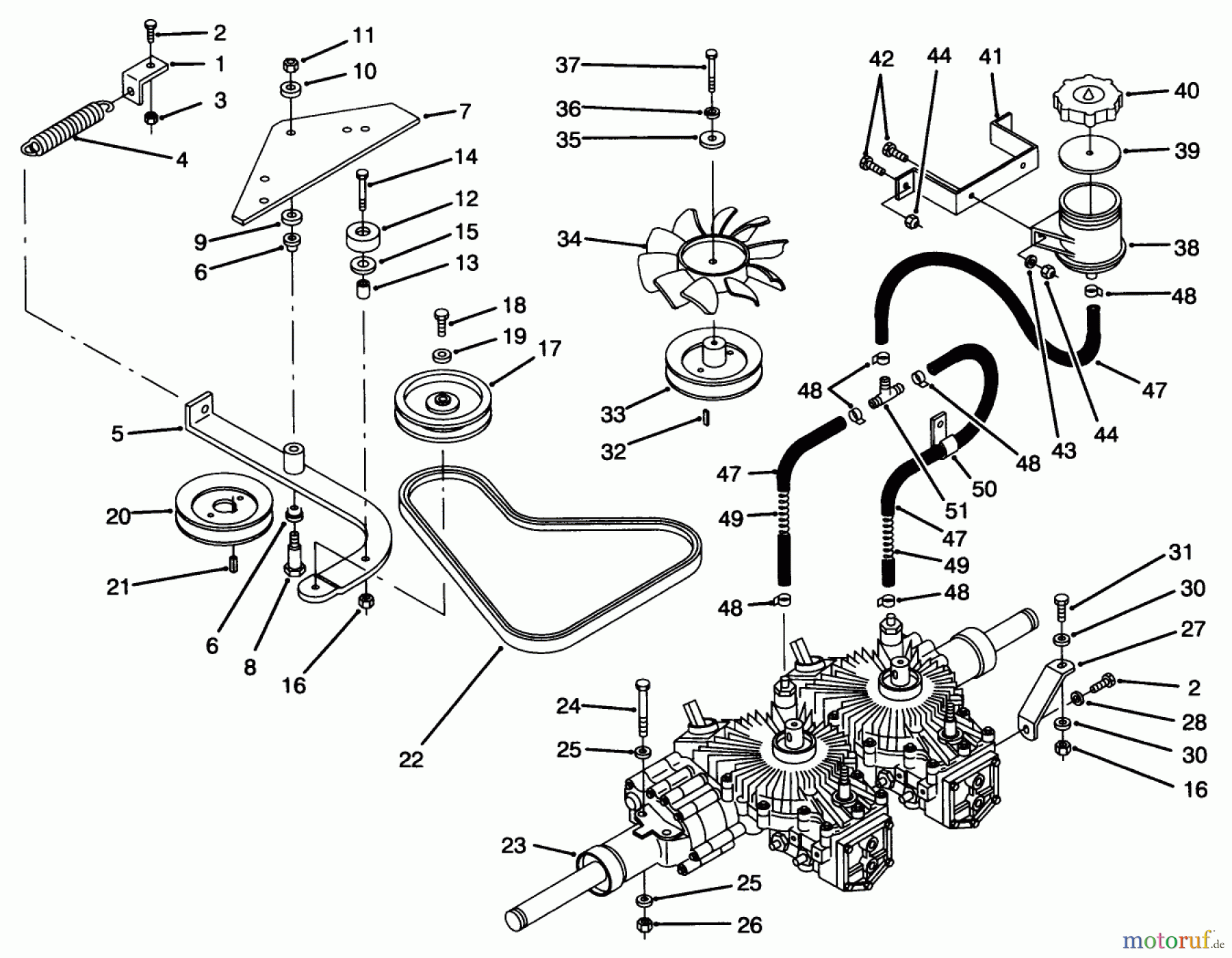 Toro Neu Mowers, Zero-Turn 74041 (616-Z) - Toro 616-Z Tractor, 1993 (39000001-39999999) TRANSMISSION & DRIVE SYSTEM ASSEMBLY