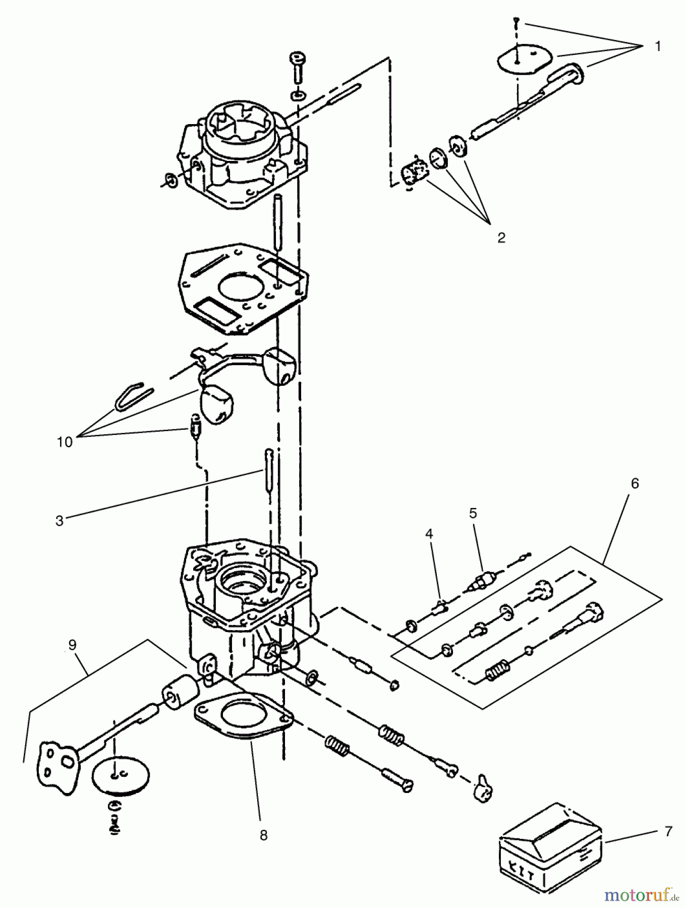  Toro Neu Mowers, Zero-Turn 74041 (616-Z) - Toro 616-Z Tractor, 1994 (49000001-49999999) CARBURETOR COMPONENTS ASSEMBLY