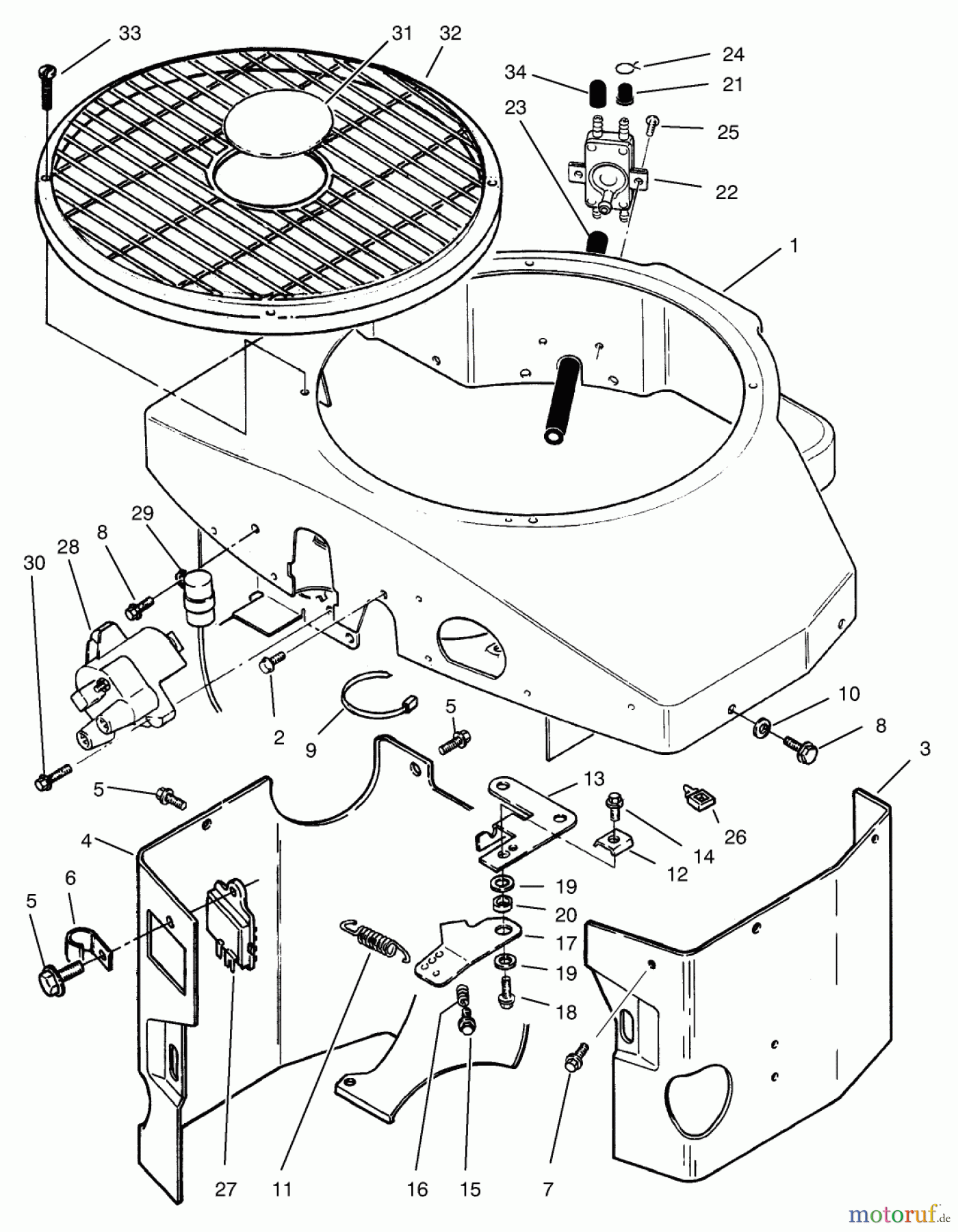 Toro Neu Mowers, Zero-Turn 74041 (616-Z) - Toro 616-Z Tractor, 1994 (49000001-49999999) COVERS, FUEL PUMP COIL, REGUL.ATOR & GOVERNOR LINKAGE ASSEMBLY
