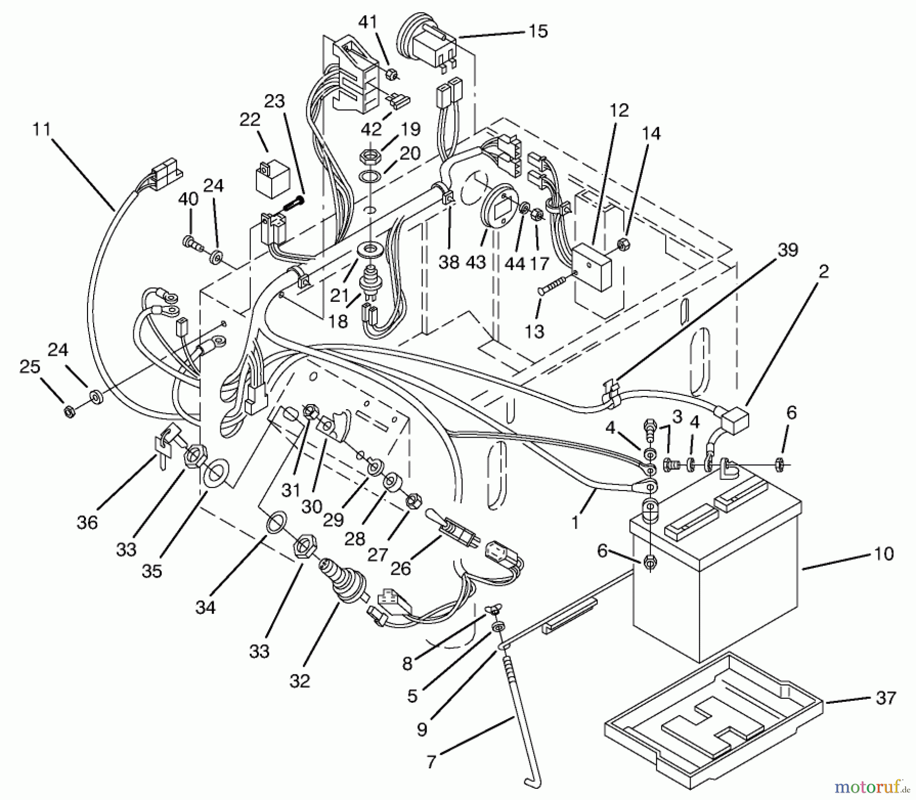 Toro Neu Mowers, Zero-Turn 74041 (616-Z) - Toro 616-Z Tractor, 1994 (49000001-49999999) ELECTRICAL SYSTEM ASSEMBLY