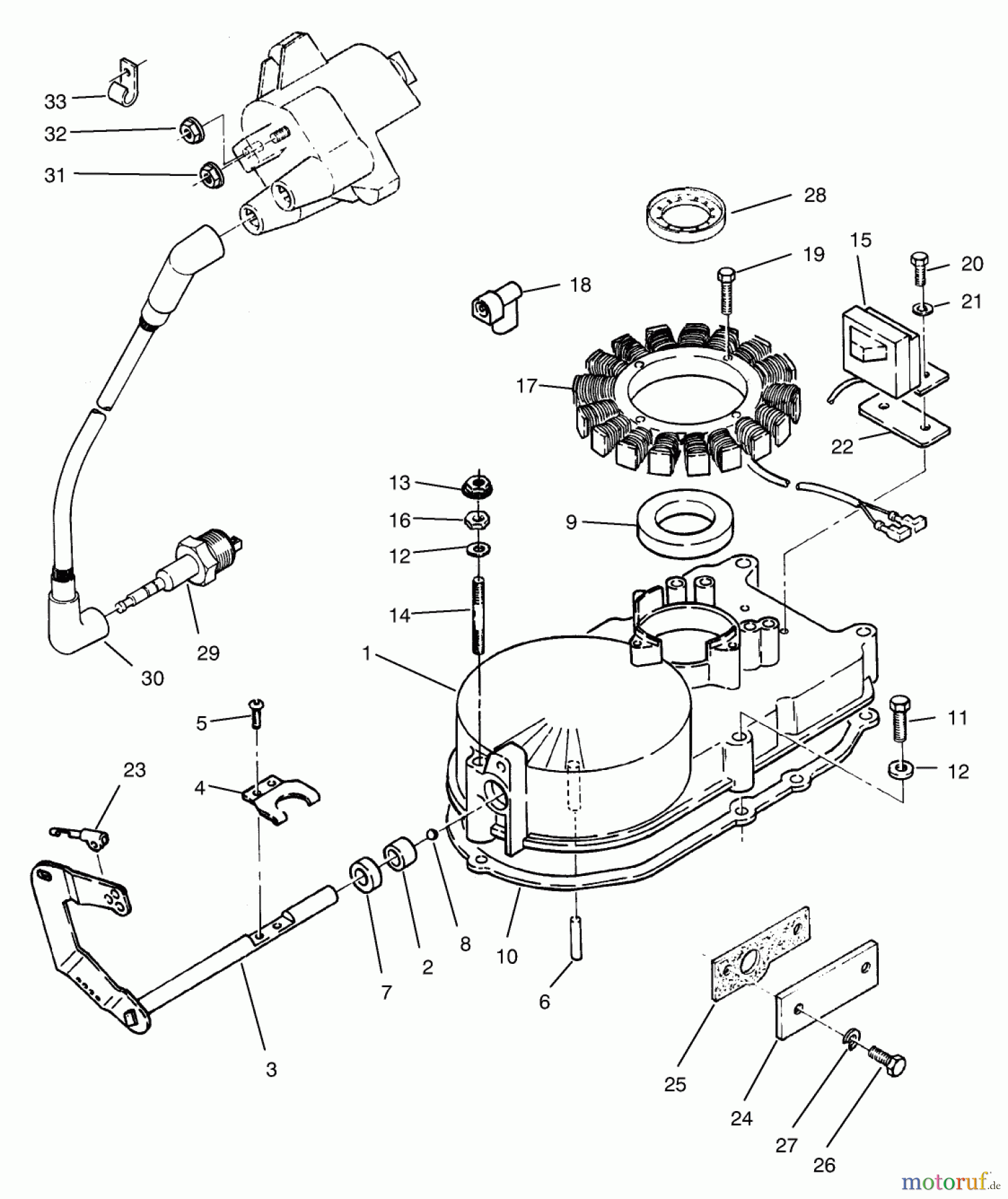 Toro Neu Mowers, Zero-Turn 74041 (616-Z) - Toro 616-Z Tractor, 1994 (49000001-49999999) GEARCASE & IGNITION ASSEMBLY