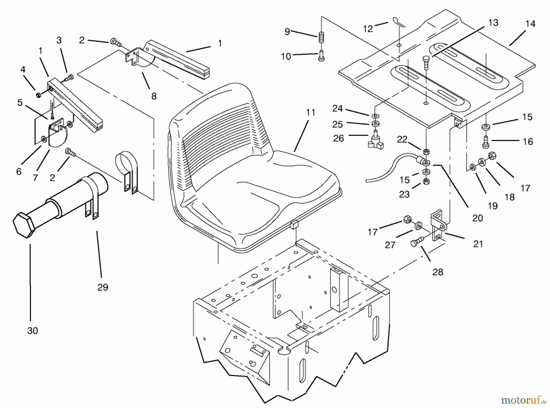 Toro Neu Mowers, Zero-Turn 74041 (616-Z) - Toro 616-Z Tractor, 1994 (49000001-49999999) SEAT ASSEMBLY