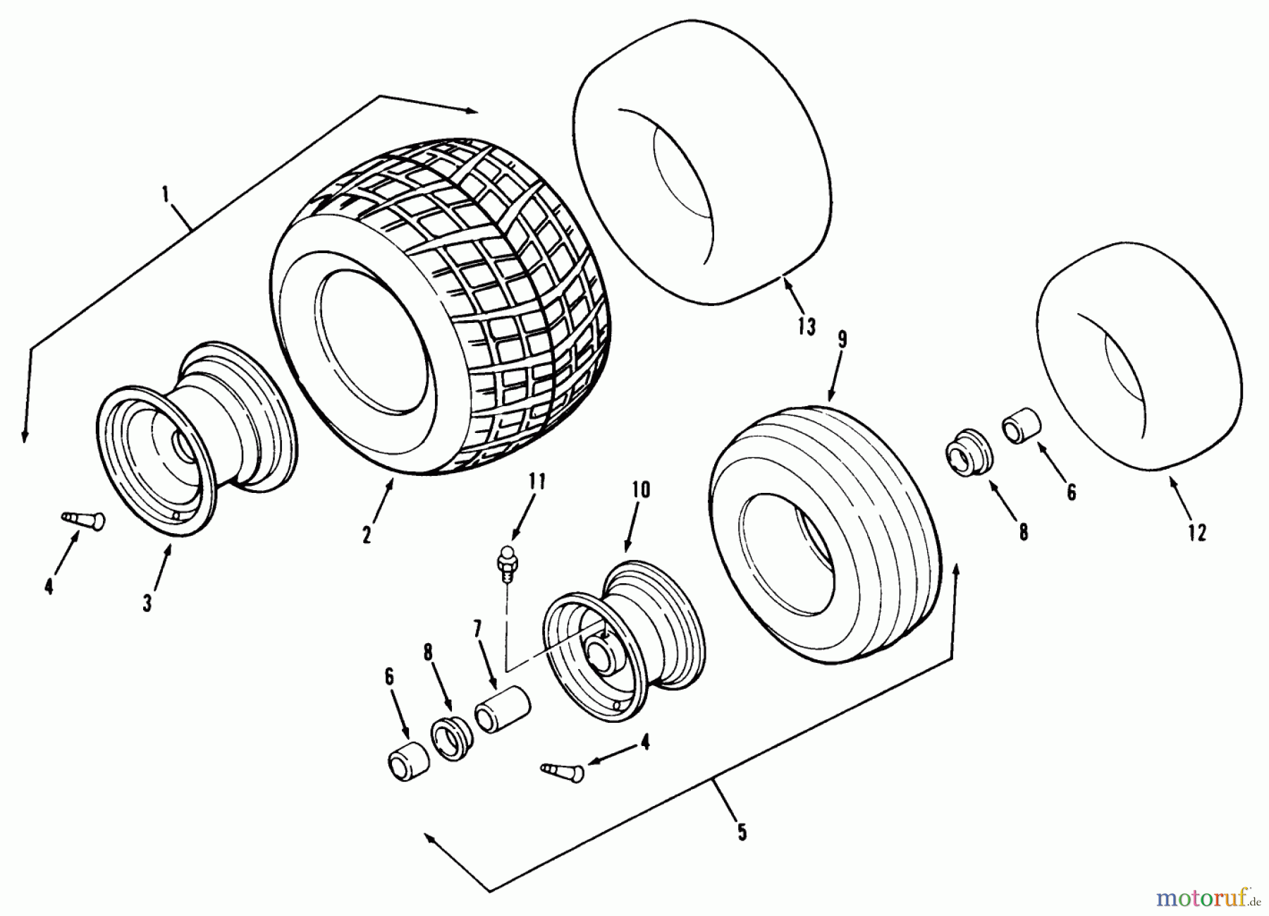 Toro Neu Mowers, Zero-Turn 74140 (724-Z) - Toro 724-Z Tractor, 1994 (49000001-49999999) WHEELS AND TIRES