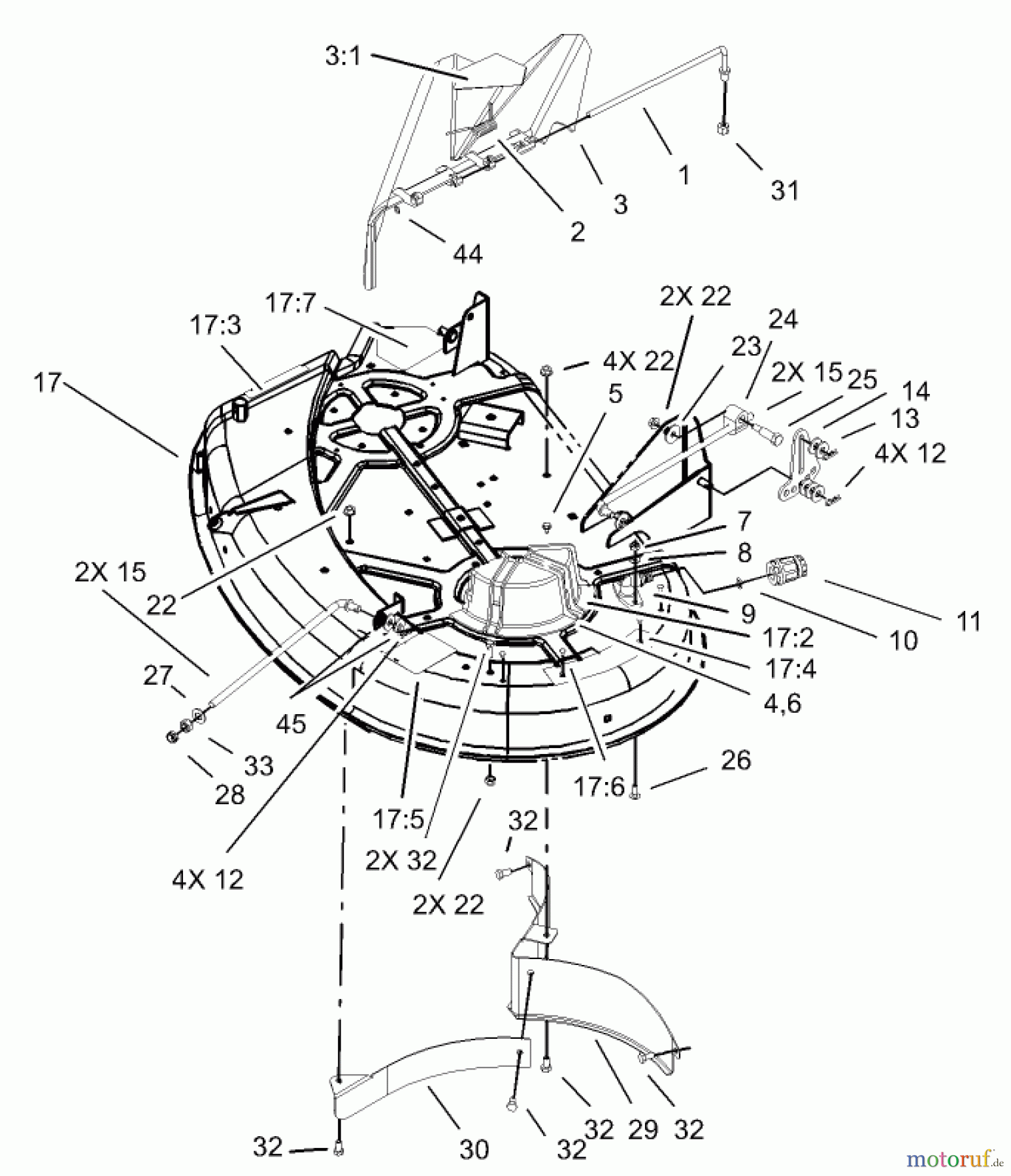 Toro Neu Mowers, Zero-Turn 74301 (14-38Z) - Toro 14-38Z TimeCutter Z Riding Mower, 2003 (230000001-230999999) 38IN DECK ASSEMBLY