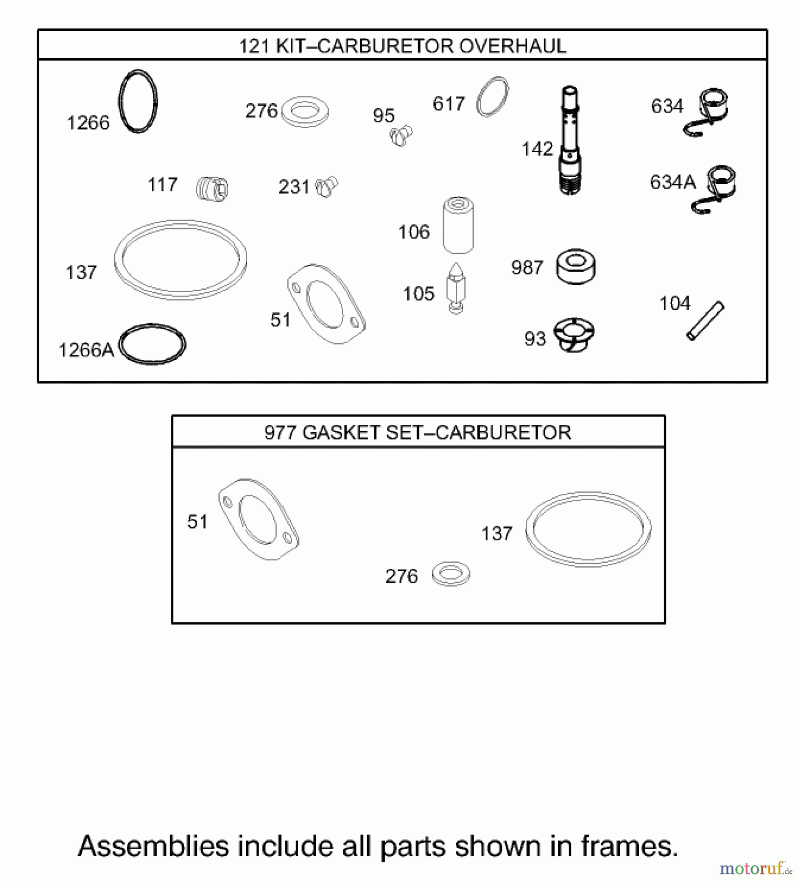 Toro Neu Mowers, Zero-Turn 74301 (14-38Z) - Toro 14-38Z TimeCutter Z Riding Mower, 2003 (230000001-230999999) CARBURETOR OVERHAUL KIT ASSEMBLY BRIGGS AND STRATTON 280H07-0166-E1