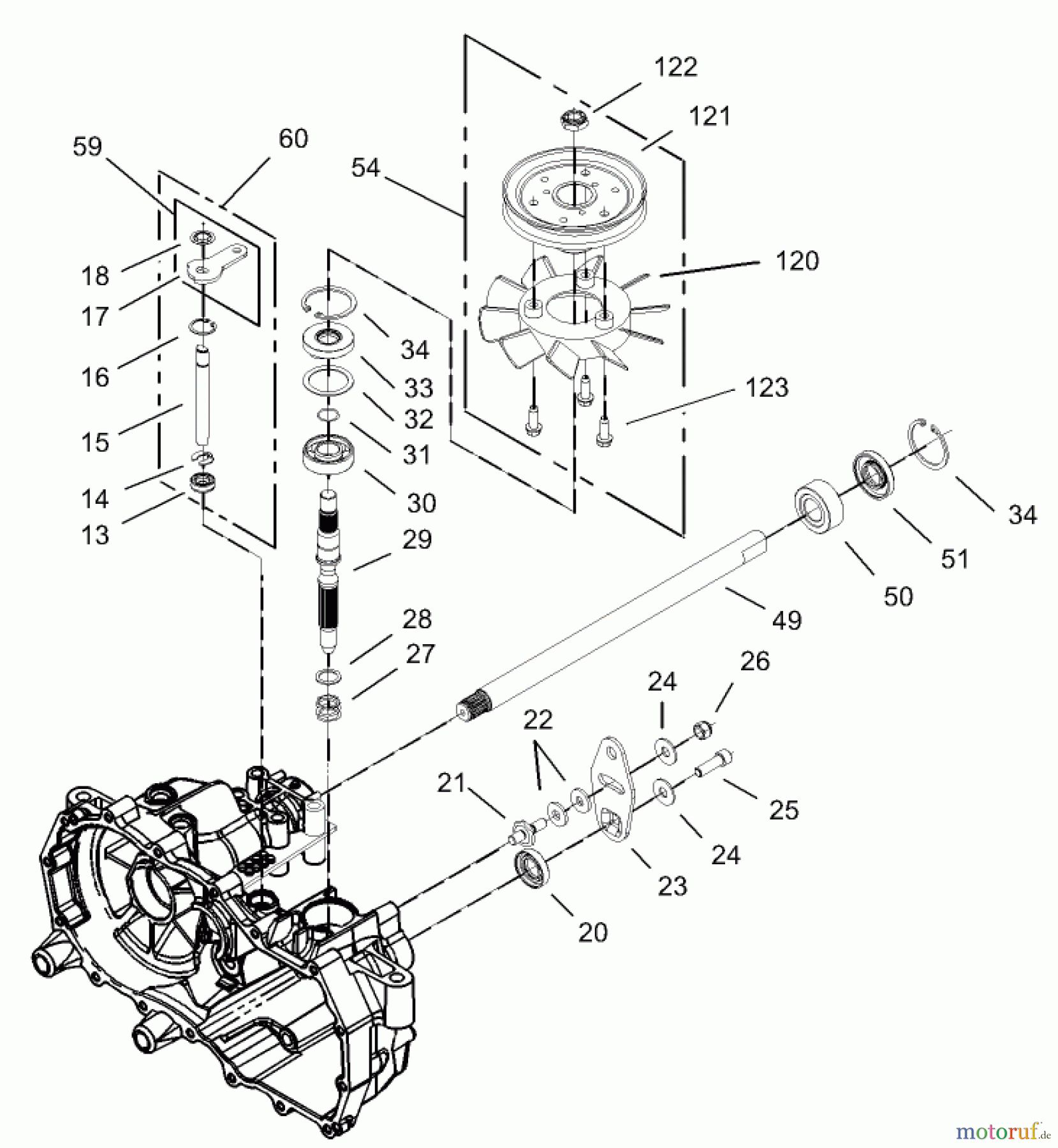 Toro Neu Mowers, Zero-Turn 74301 (14-38Z) - Toro 14-38Z TimeCutter Z Riding Mower, 2003 (230000001-230999999) FAN AND PULLEY ASSEMBLY RH HYDROSTAT NO. 105-3491