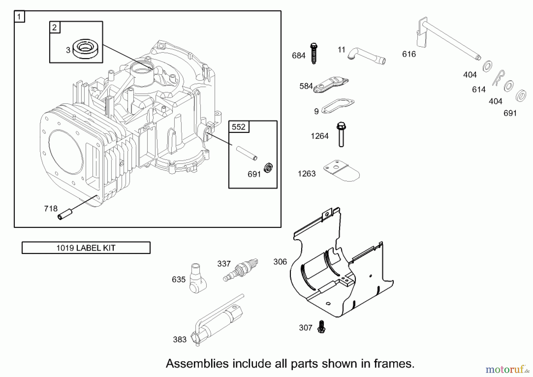 Toro Neu Mowers, Zero-Turn 74301 (14-38Z) - Toro 14-38Z TimeCutter Z Riding Mower, 2004 (240000894-240999999) CYLINDER ASSEMBLY BRIGGS AND STRATTON 280H07-0166-E1