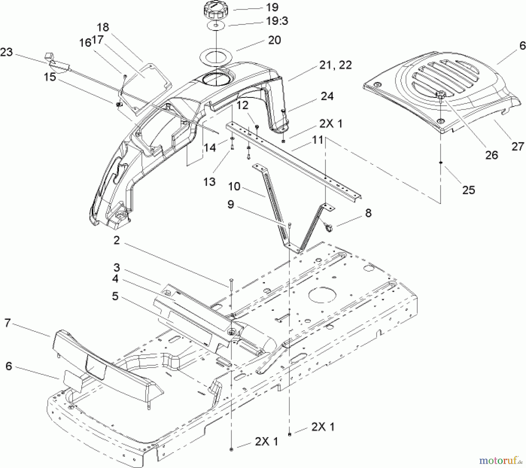 Toro Neu Mowers, Zero-Turn 74301 (Z380) - Toro TimeCutter Z380 Riding Mower, 2005 (250000001-250999999) STYLING ASSEMBLY