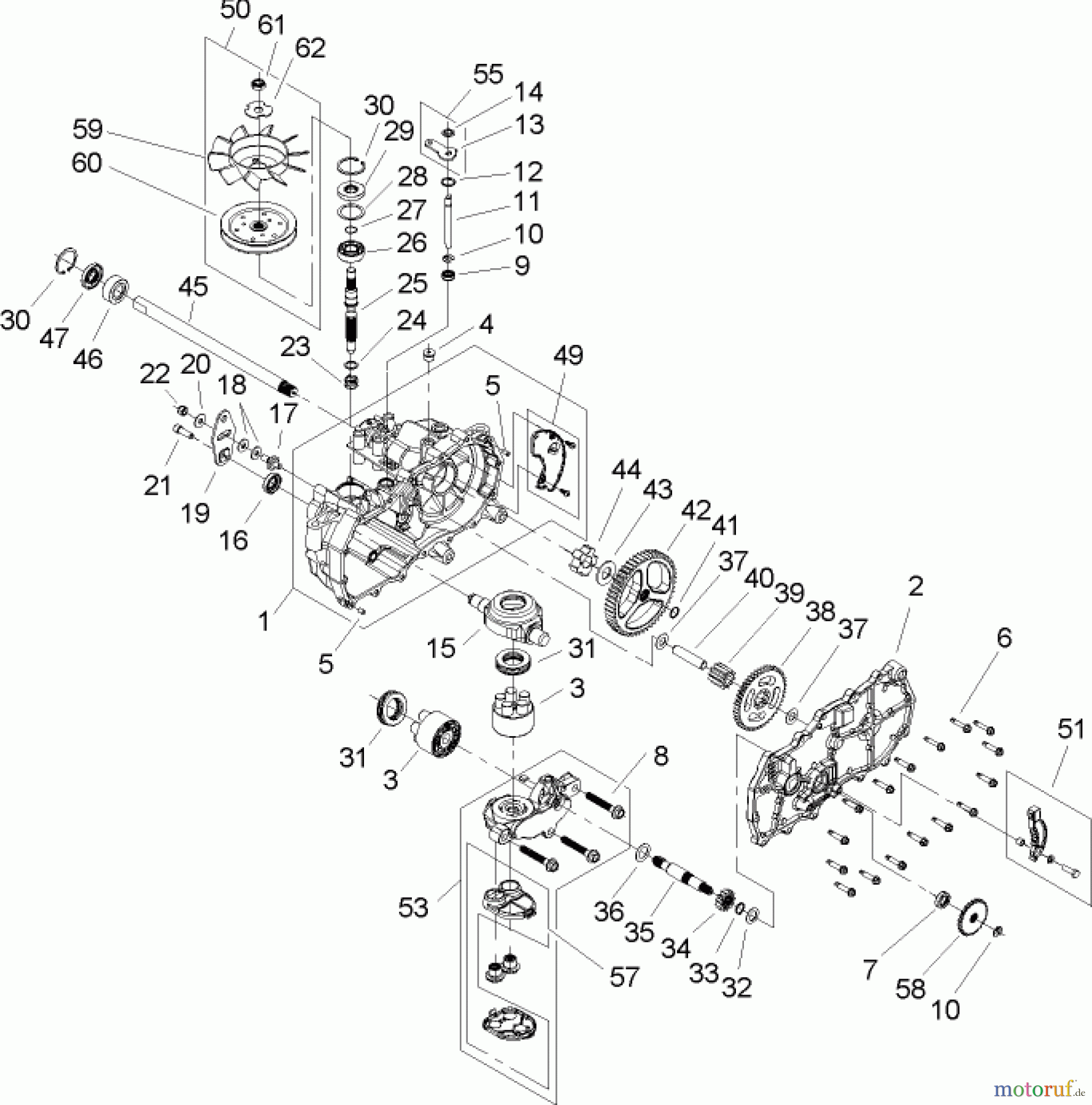 Toro Neu Mowers, Zero-Turn 74325 (16-42Z) - Toro 16-42Z TimeCutter Z Riding Mower, 2004 (240000001-240999999) LH HYDROSTAT ASSEMBLY PART NO. 107-2465