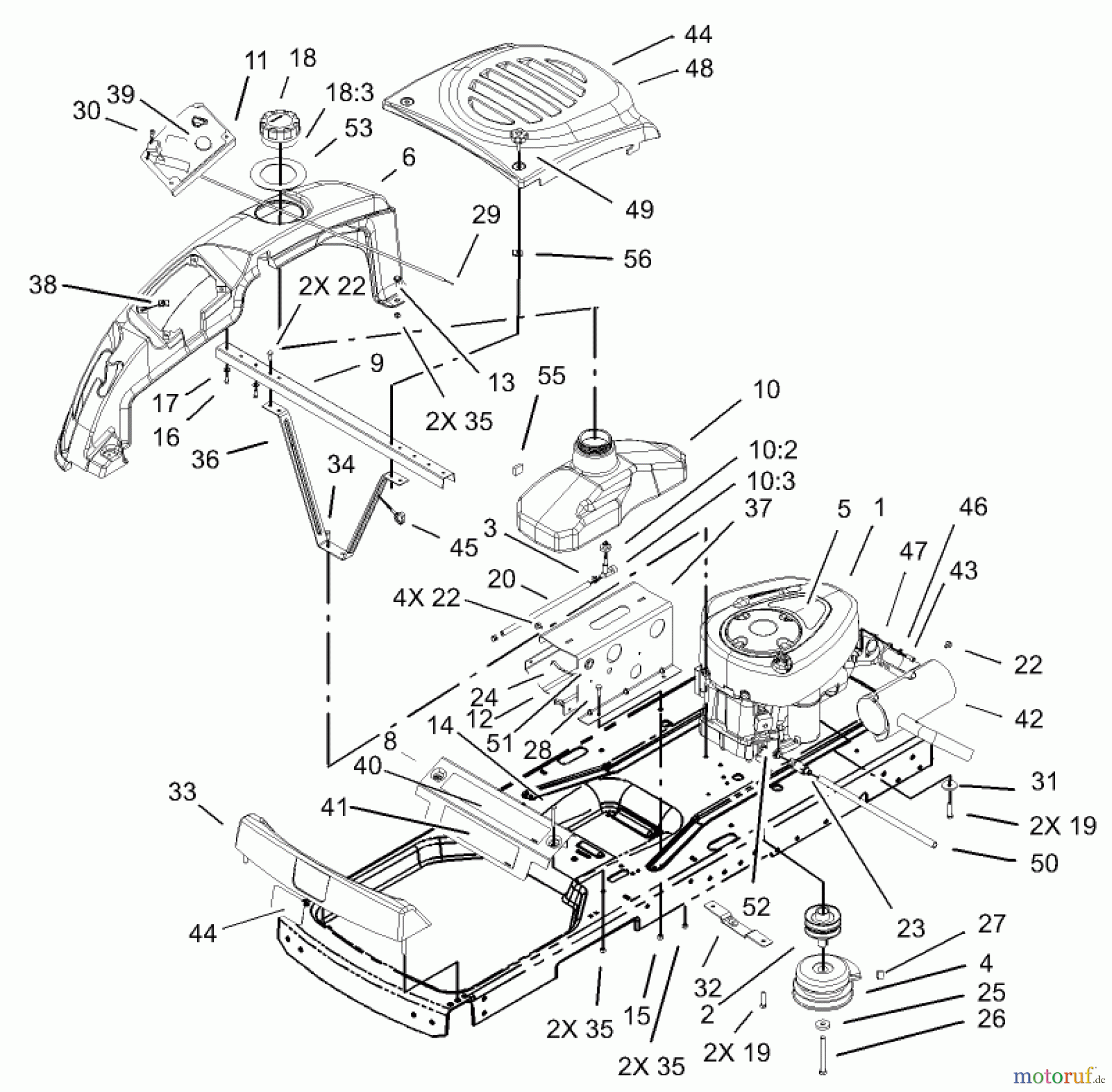 Toro Neu Mowers, Zero-Turn 74330 (16-42Z) - Toro 16-42Z TimeCutter Z Riding Mower, 2003 (230000001-230999999) ENGINE ASSEMBLY