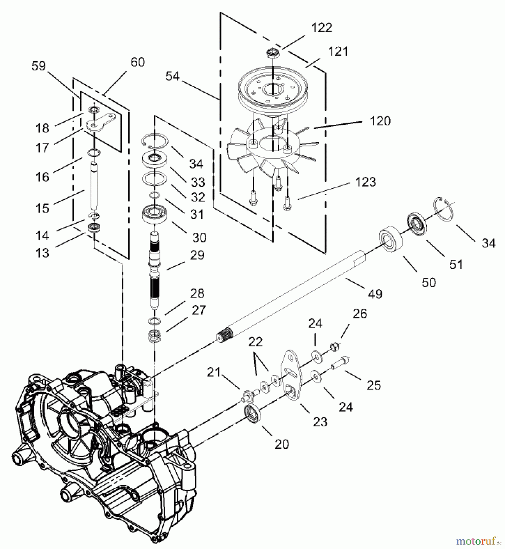 Toro Neu Mowers, Zero-Turn 74330 (16-42Z) - Toro 16-42Z TimeCutter Z Riding Mower, 2003 (230000001-230999999) FAN AND PULLEY ASSEMBLY RH HYDROSTAT NO. 105-3491
