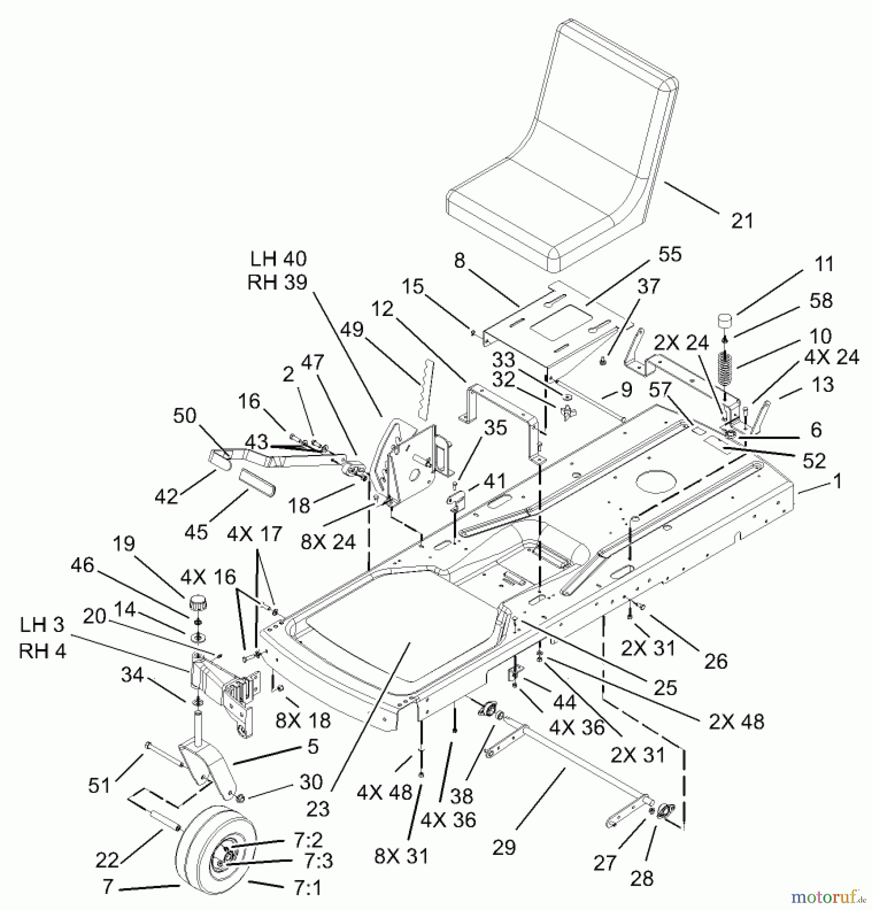 Toro Neu Mowers, Zero-Turn 74330 (16-42Z) - Toro 16-42Z TimeCutter Z Riding Mower, 2003 (230000001-230999999) FRAME ASSEMBLY