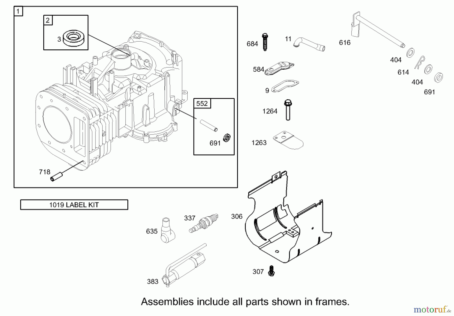 Toro Neu Mowers, Zero-Turn 74330 (16-42Z) - Toro 16-42Z TimeCutter Z Riding Mower, 2004 (240001180-240999999) CYLINDER ASSEMBLY BRIGGS AND STRATTON 286H77-0165-E1