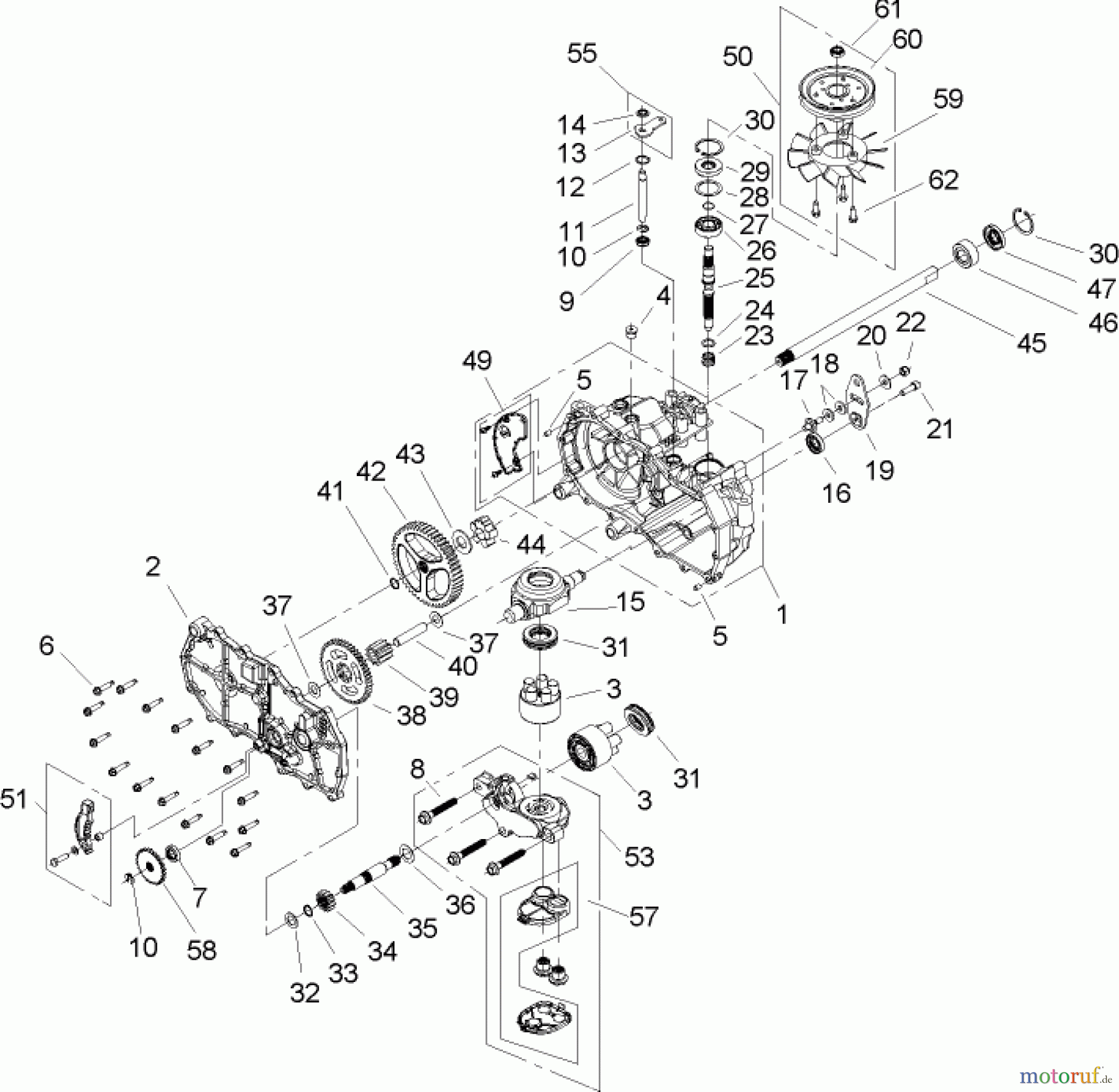 Toro Neu Mowers, Zero-Turn 74330 (16-42Z) - Toro 16-42Z TimeCutter Z Riding Mower, 2004 (240001180-240999999) RH HYDROSTAT ASSEMBLY NO. 107-2466