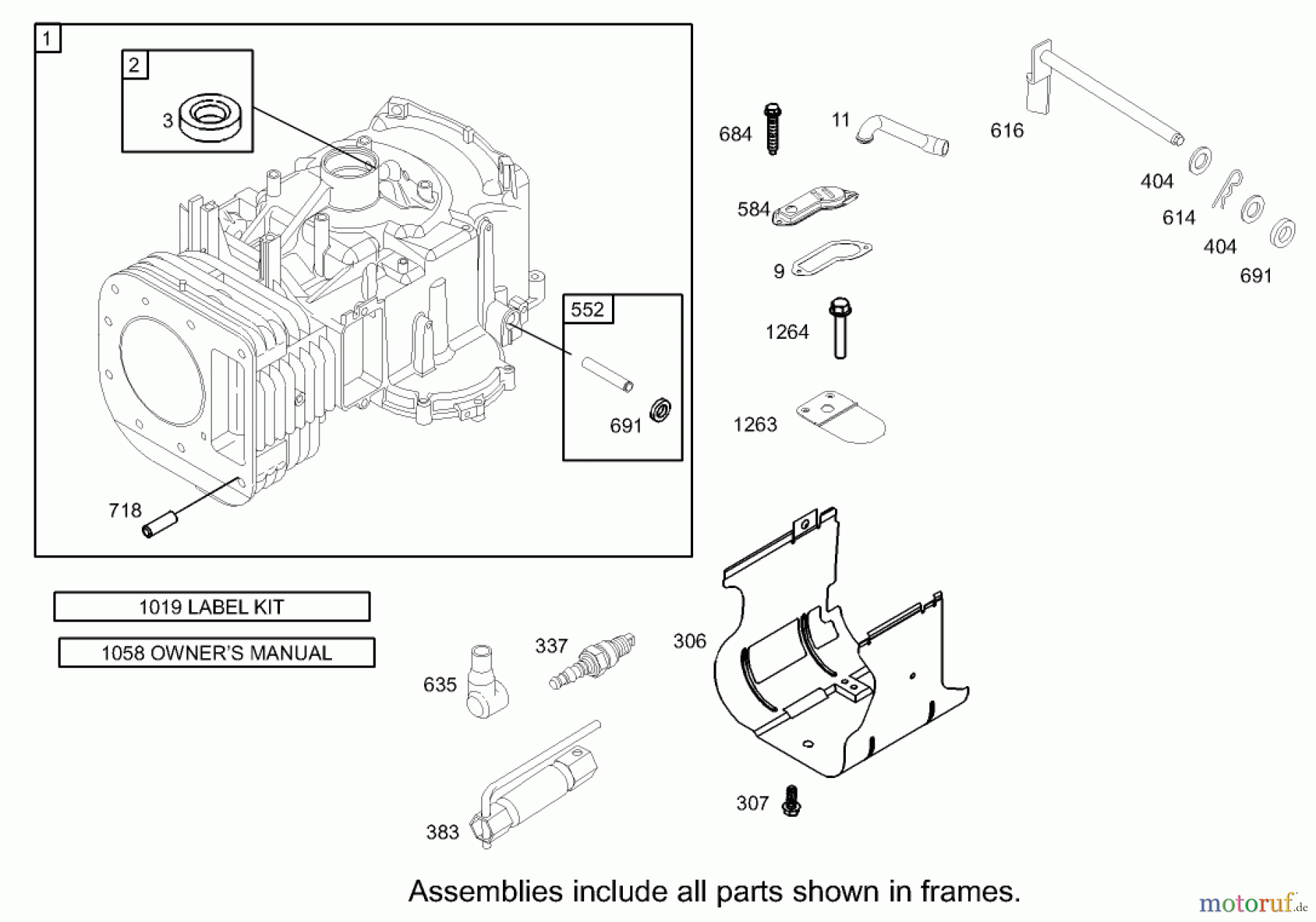 Toro Neu Mowers, Zero-Turn 74350 (17-42Z) - Toro 17-42Z TimeCutter Z Riding Mower, 2003 (230000001-230999999) CYLINDER ASSEMBLY BRIGGS AND STRATTON 31F777-0162-E1
