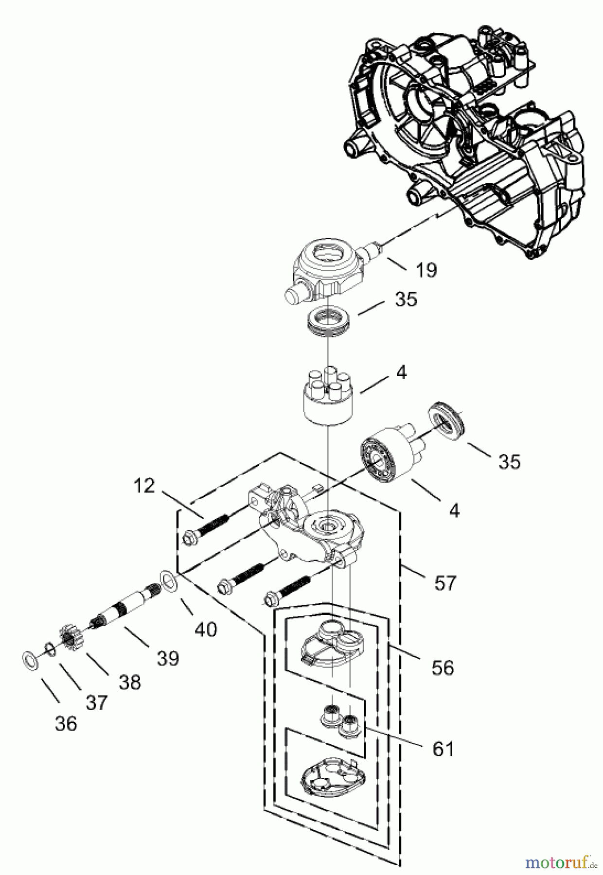 Toro Neu Mowers, Zero-Turn 74350 (17-42Z) - Toro 17-42Z TimeCutter Z Riding Mower, 2003 (230000001-230999999) CYLINDER BLOCK ASSEMBLY RH HYDROSTAT NO. 105-3491