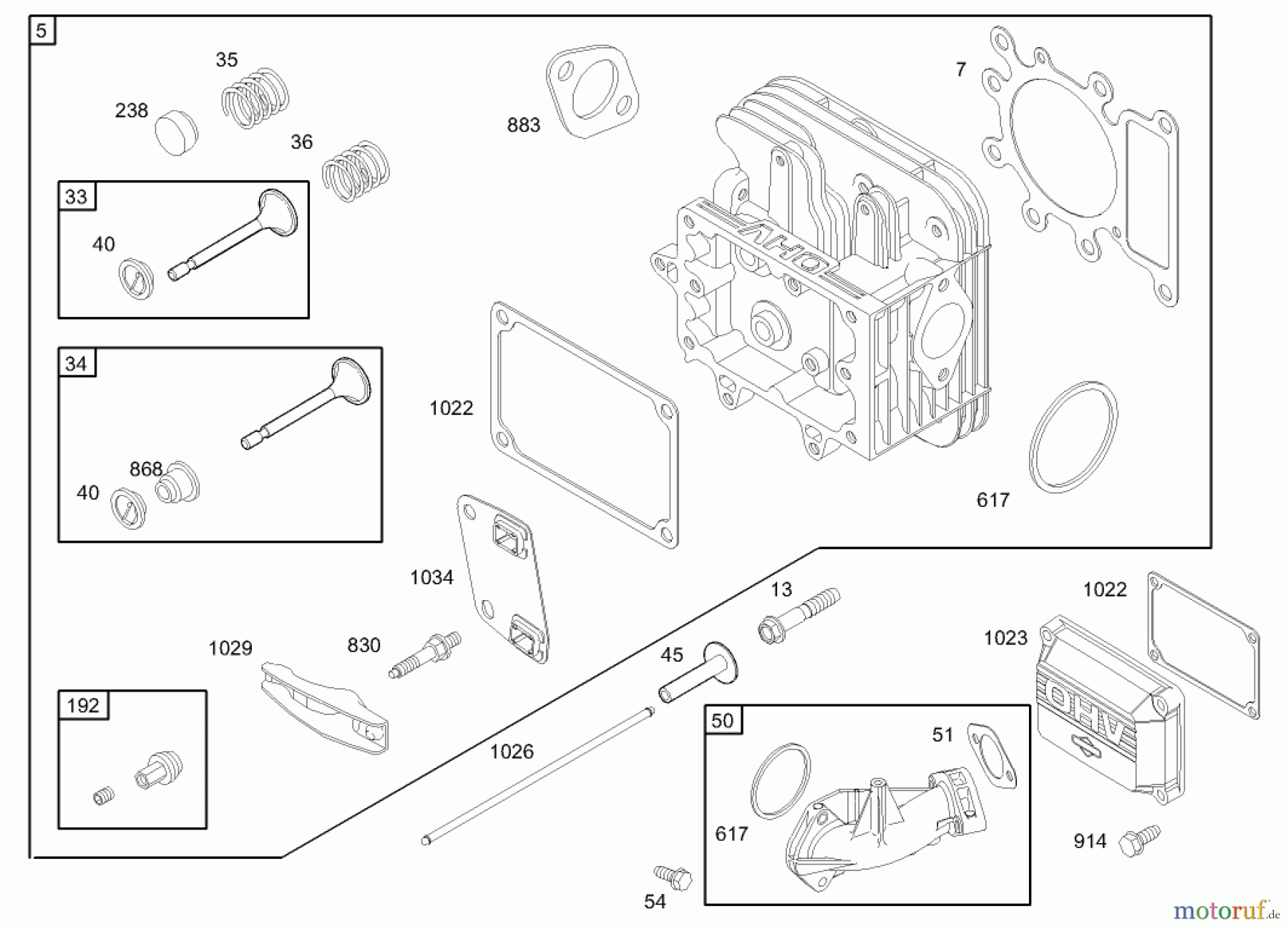 Toro Neu Mowers, Zero-Turn 74350 (17-42Z) - Toro 17-42Z TimeCutter Z Riding Mower, 2003 (230000001-230999999) CYLINDER HEAD ASSEMBLY BRIGGS AND STRATTON 31F777-0162-E1