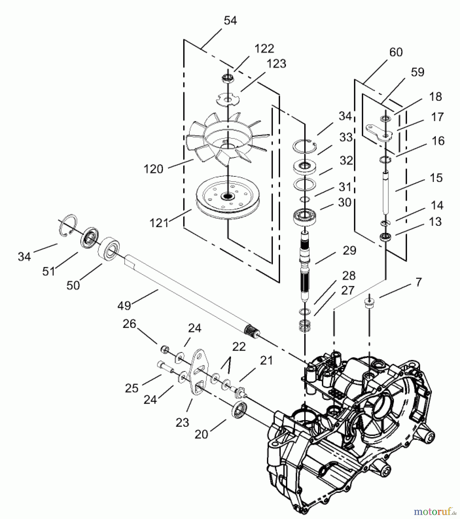 Toro Neu Mowers, Zero-Turn 74350 (17-42Z) - Toro 17-42Z TimeCutter Z Riding Mower, 2003 (230000001-230999999) FAN AND PULLEY ASSEMBLY LH HYDROSTAT NO. 105-3492