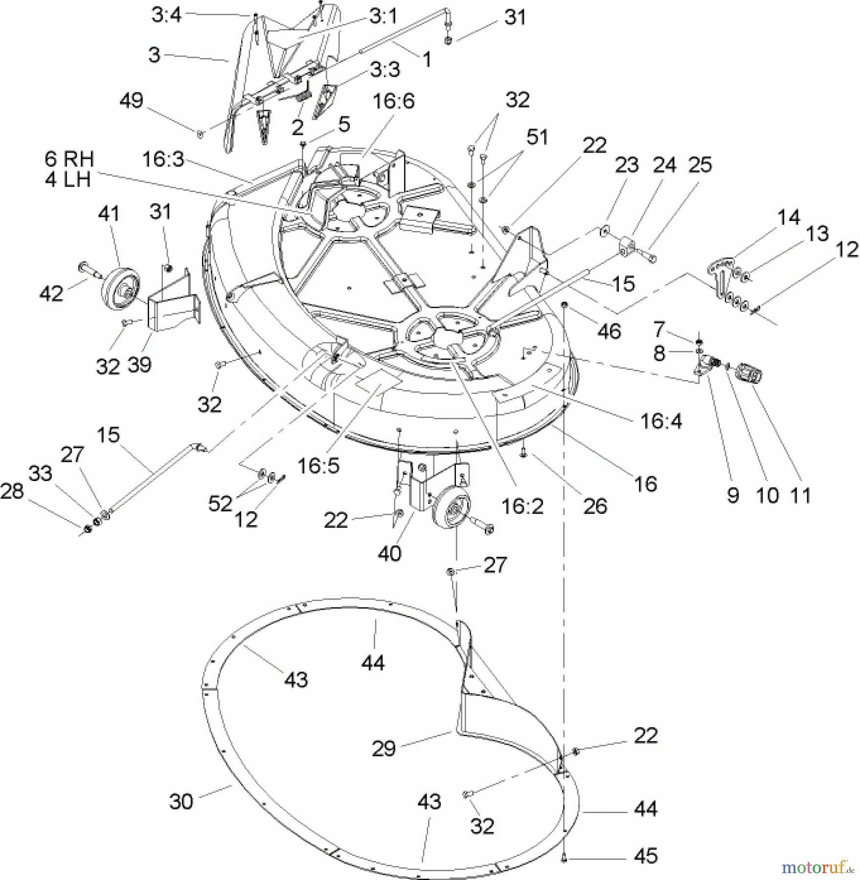 Toro Neu Mowers, Zero-Turn 74350 (17-42Z) - Toro 17-42Z TimeCutter Z Riding Mower, 2004 (240000001-240000178) 42IN DECK ASSEMBLY