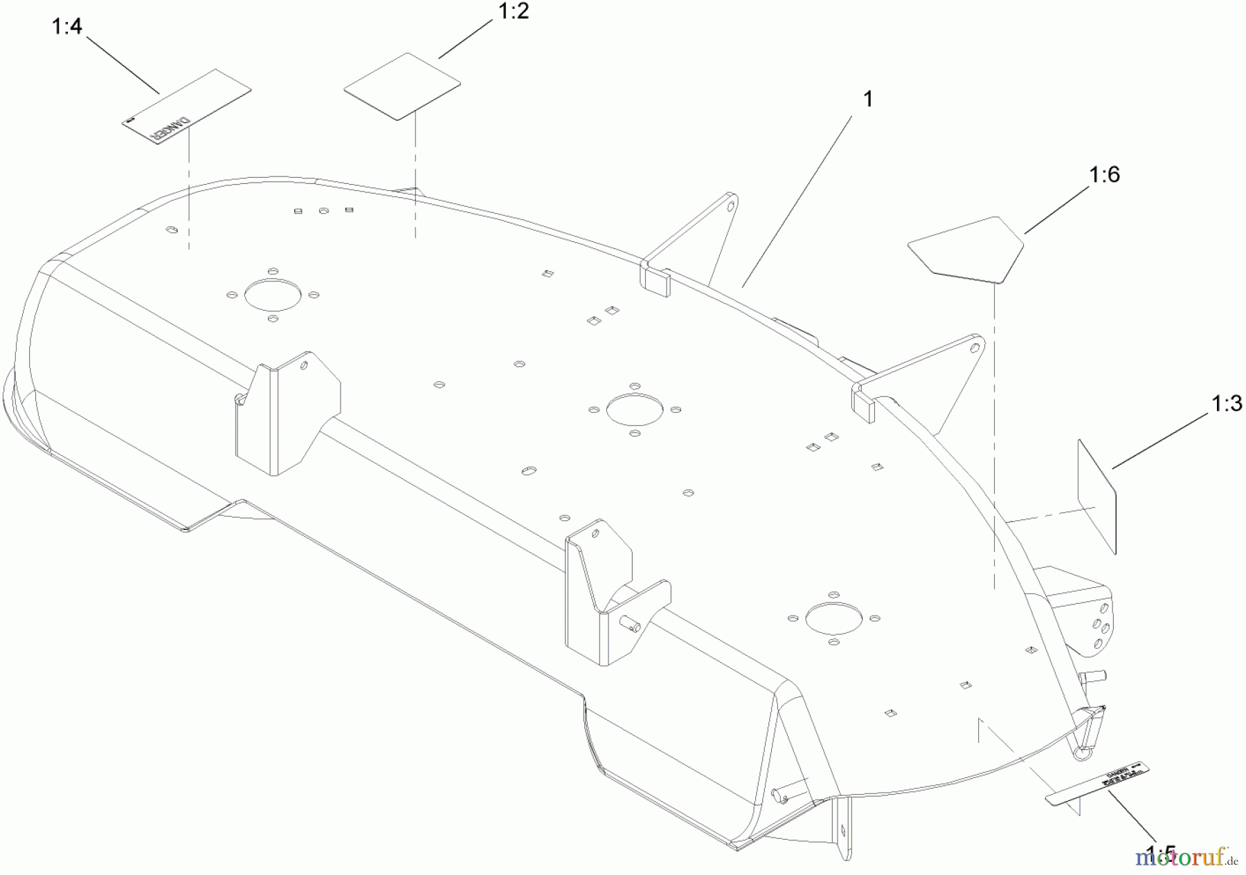 Toro Neu Mowers, Zero-Turn 74352 (Z480) - Toro TimeCutter Z480 Riding Mower, 2005 (250000001-250999999) 48 INCH DECK DECAL ASSEMBLY NO. 108-7173