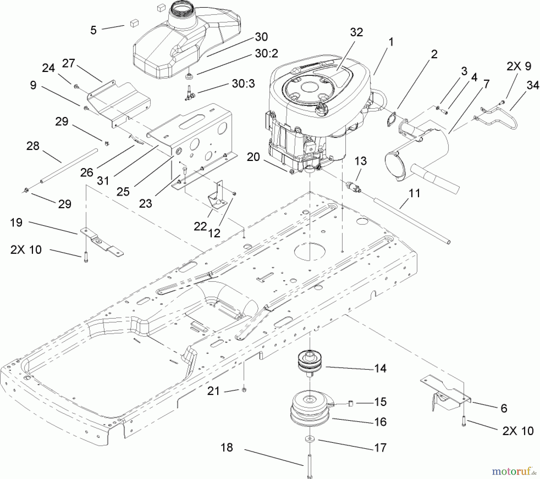 Toro Neu Mowers, Zero-Turn 74353 (Z480) - Toro TimeCutter Z480 Riding Mower, 2006 (260000001-260999999) ENGINE ASSEMBLY