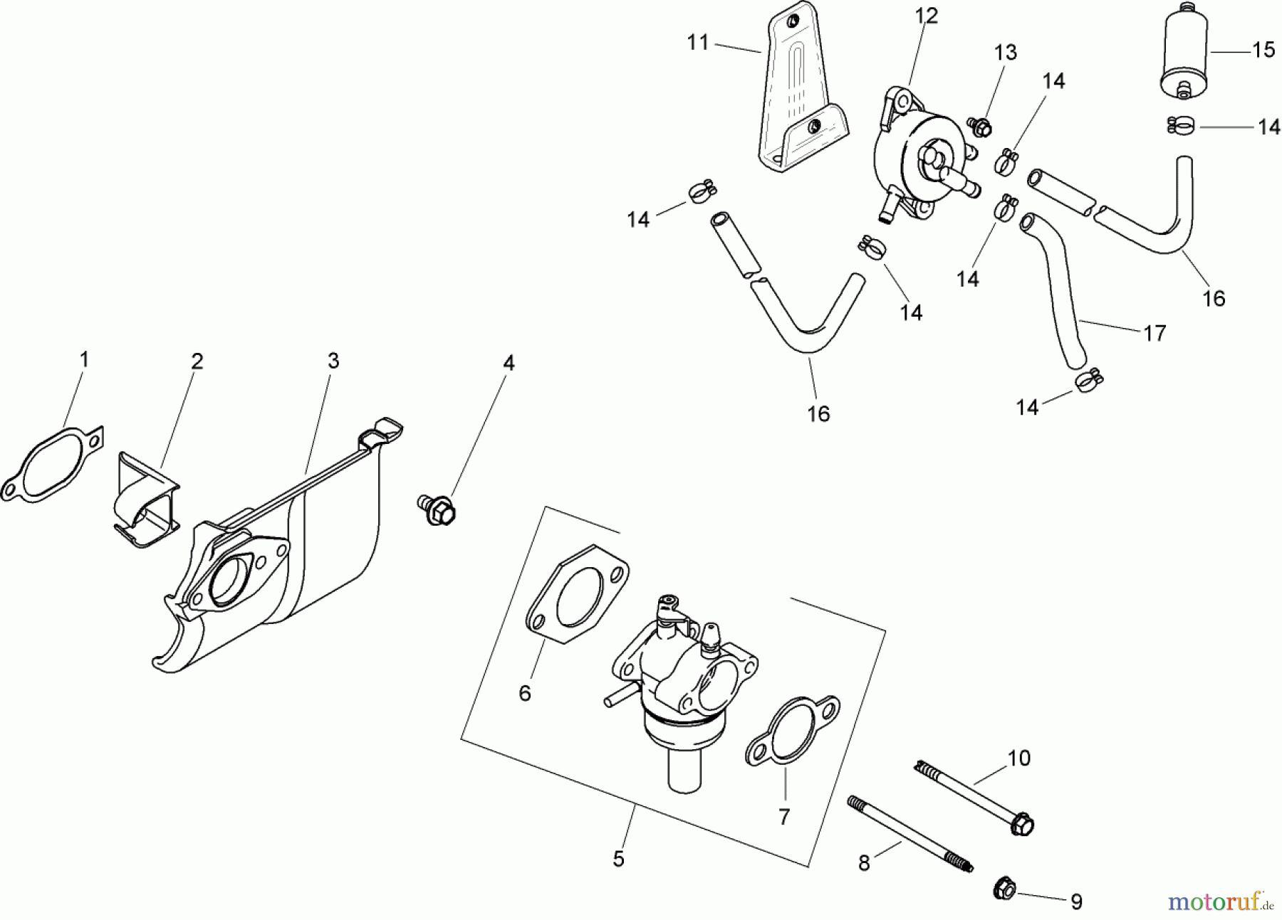 Toro Neu Mowers, Zero-Turn 74360 (Z4200) - Toro TimeCutter Z4200 Riding Mower, 2007 (270000001-270999999) FUEL SYSTEM ASSEMBLY KOHLER SV590-0019