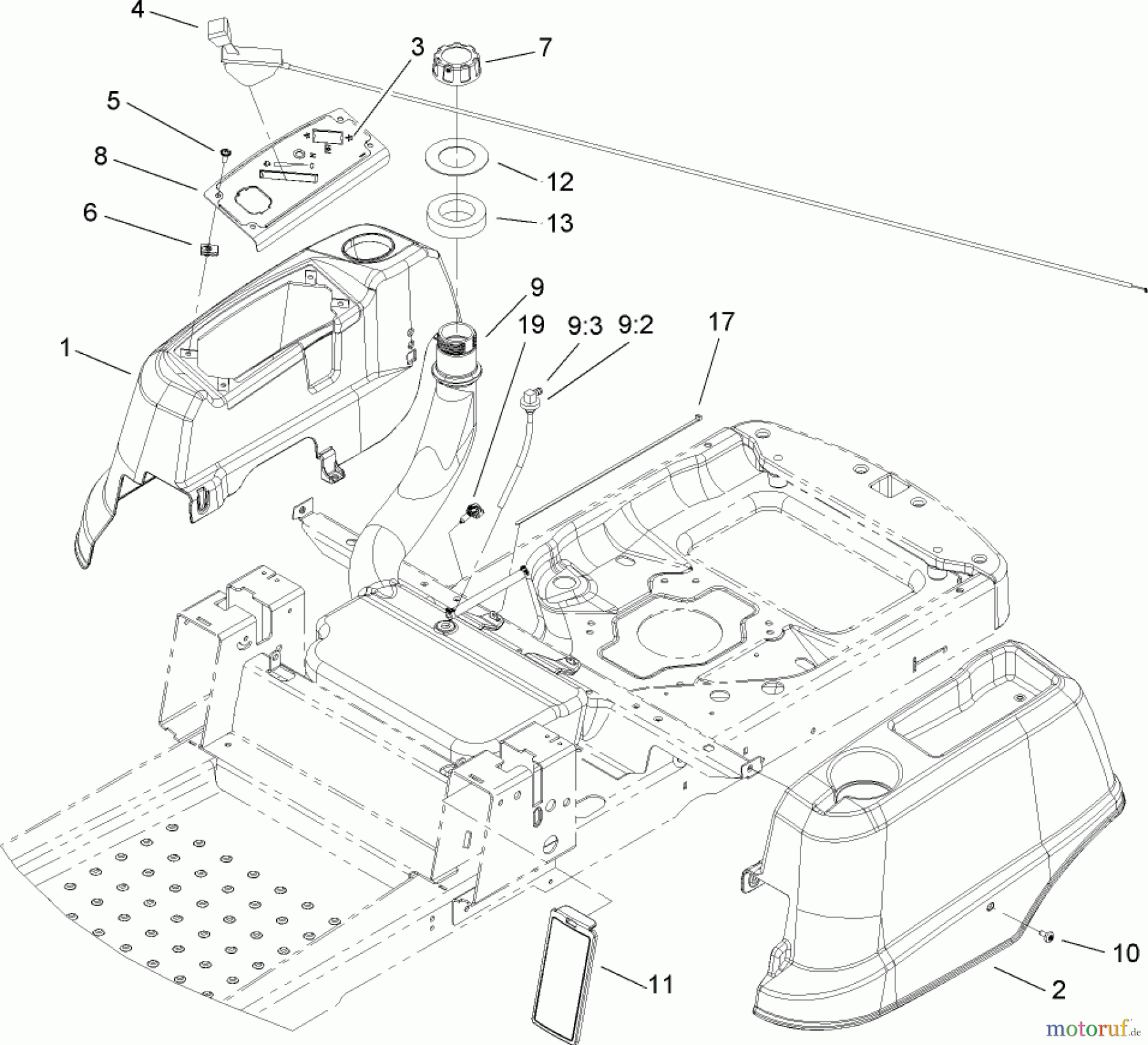 Toro Neu Mowers, Zero-Turn 74360 (Z4200) - Toro TimeCutter Z4200 Riding Mower, 2007 (270000001-270999999) STYLING AND FUEL SYSTEM ASSEMBLY