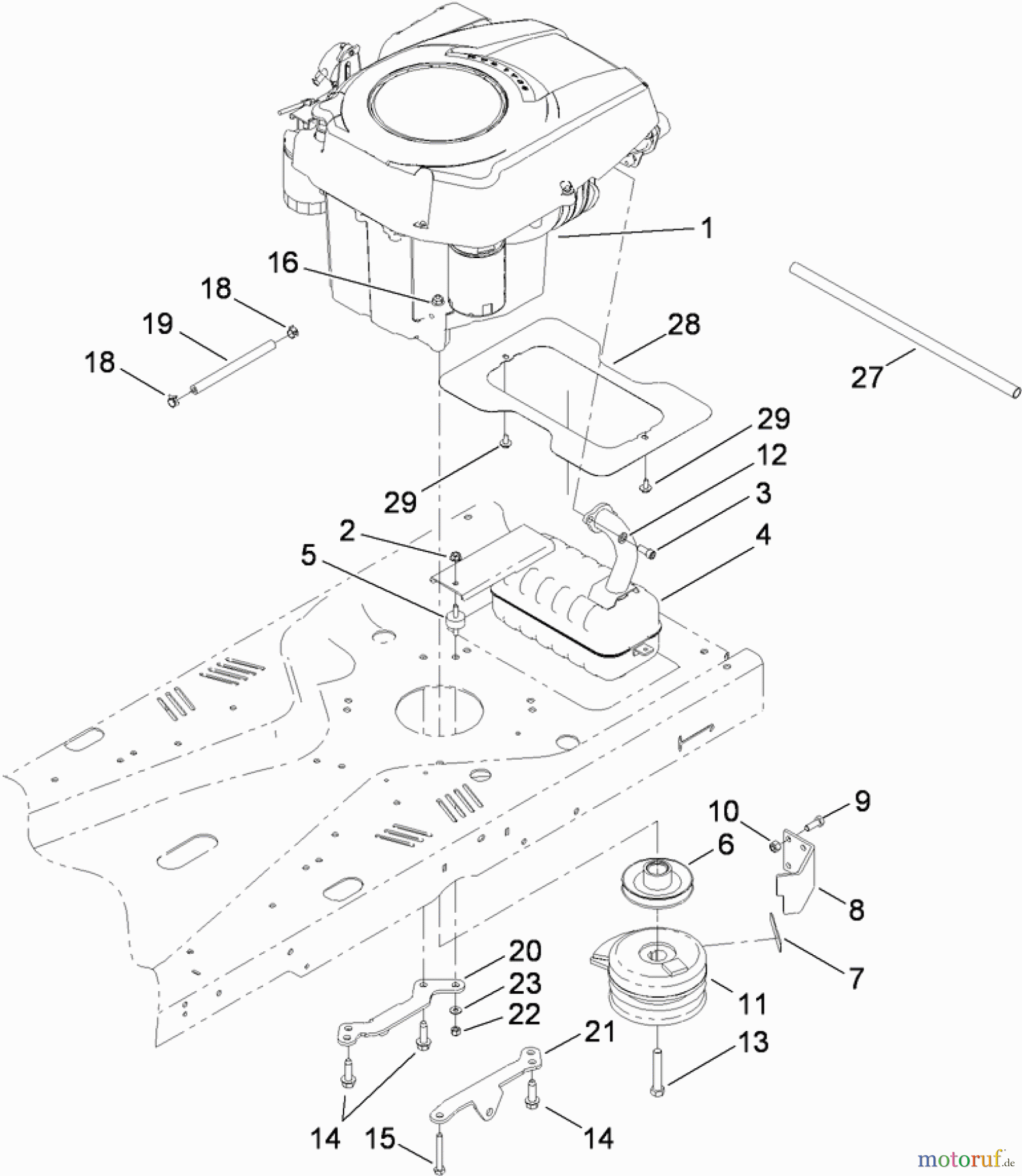 Toro Neu Mowers, Zero-Turn 74363 (Z4200) - Toro TimeCutter Z4220 Riding Mower, 2009 (290000505-290999999) ENGINE AND CLUTCH ASSEMBLY
