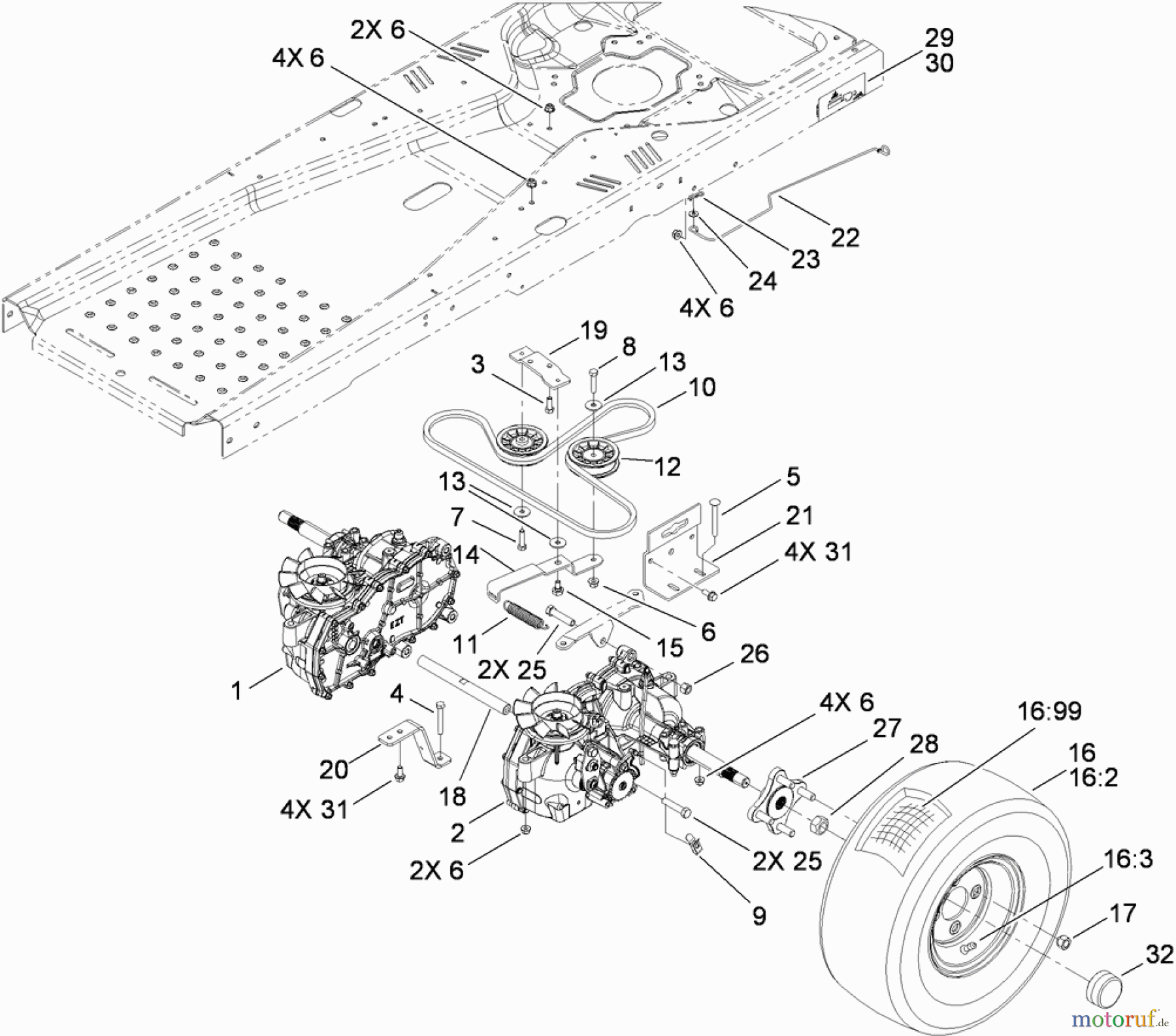 Toro Neu Mowers, Zero-Turn 74363 (Z4200) - Toro TimeCutter Z4220 Riding Mower, 2009 (290000505-290999999) HYDRO DRIVE ASSEMBLY