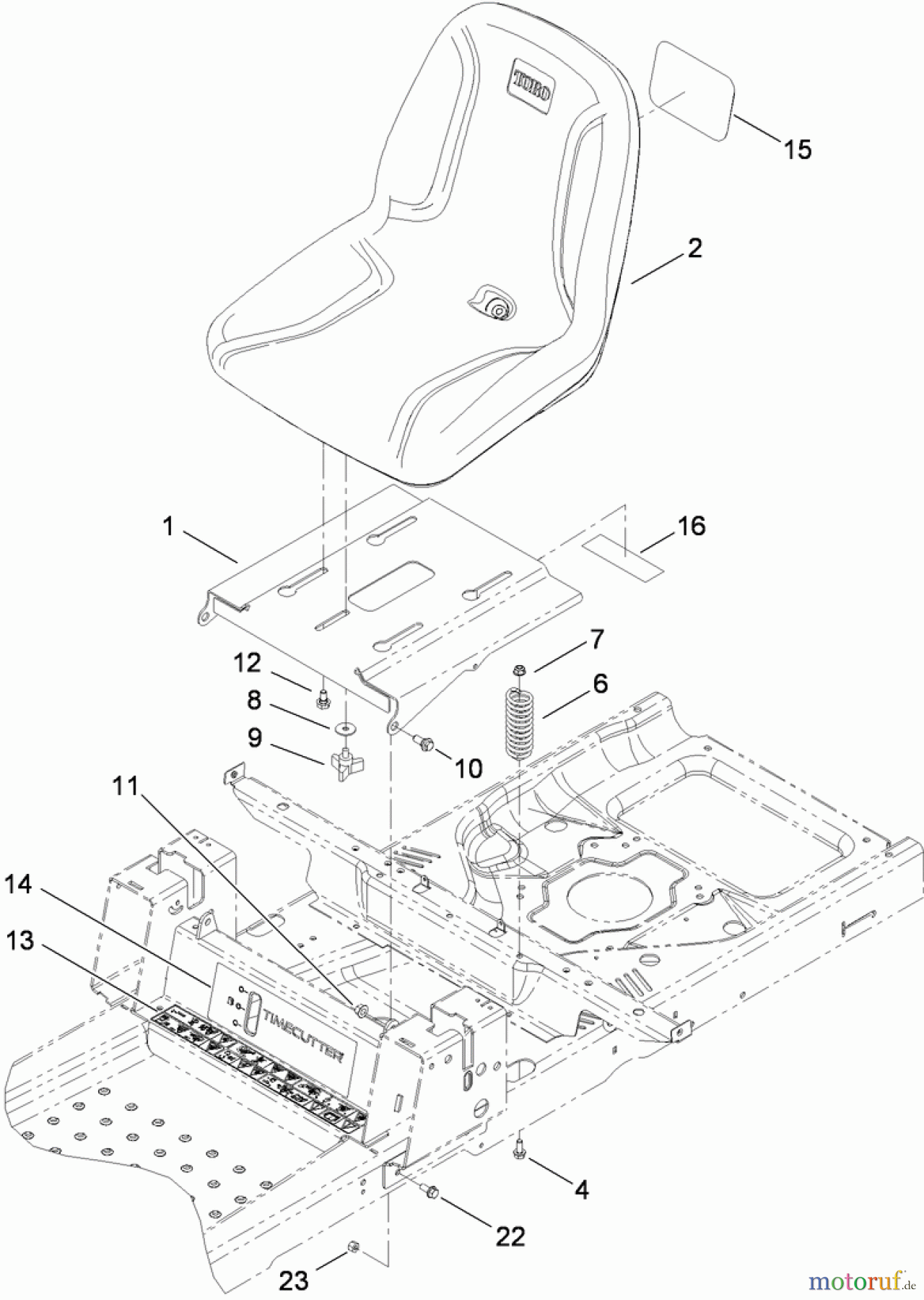 Toro Neu Mowers, Zero-Turn 74366 (Z4235) - Toro TimeCutter Z4235 Riding Mower, 2010 (310000001-310999999) SEAT ASSEMBLY