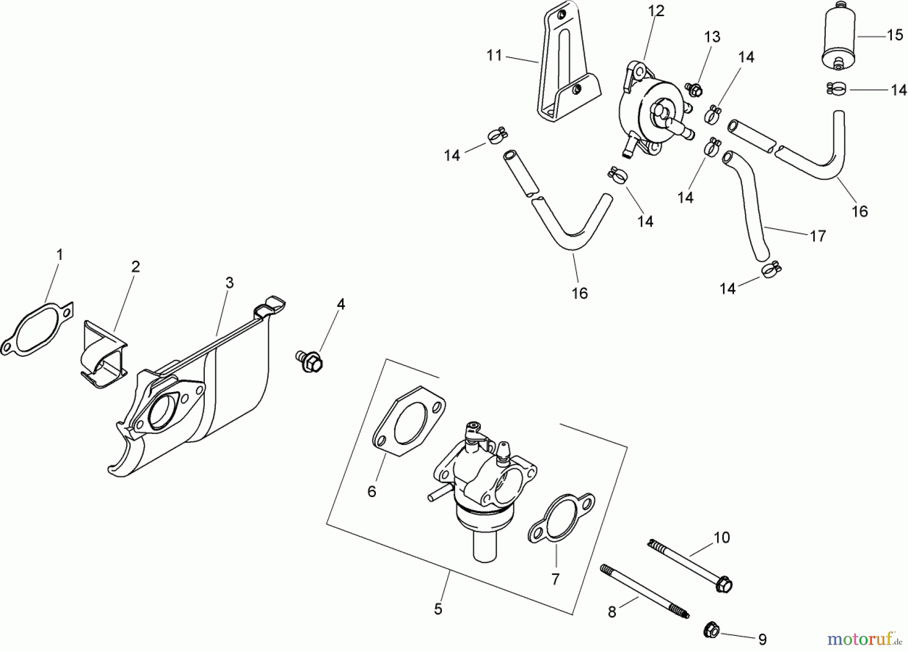  Toro Neu Mowers, Zero-Turn 74370 (Z5000) - Toro TimeCutter Z5000 Riding Mower, 2007 (270000001-270999999) FUEL SYSTEM ASSEMBLY KOHLER SV610-0020