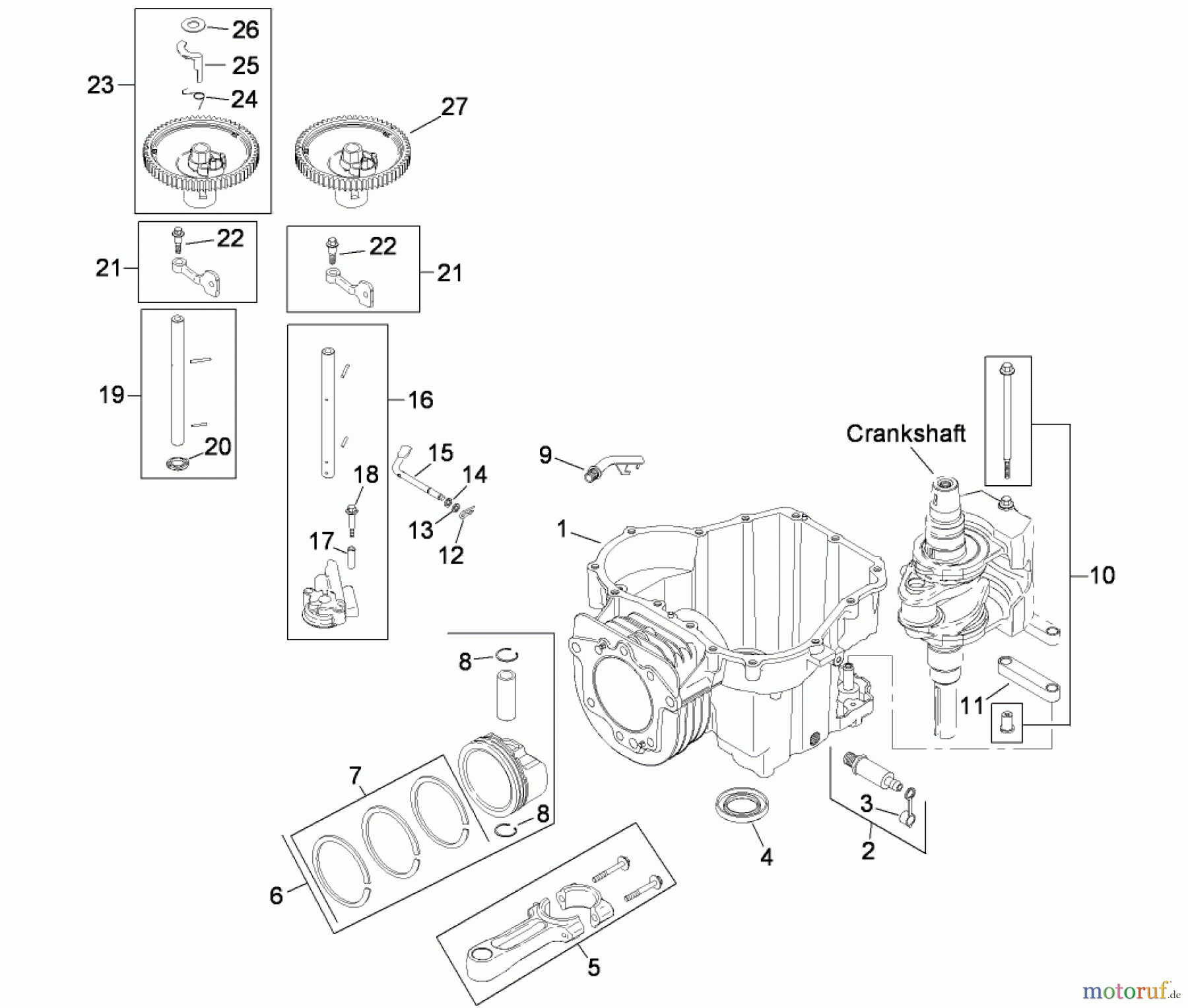 Toro Neu Mowers, Zero-Turn 74370 (Z5000) - Toro TimeCutter Z5000 Riding Mower, 2008 (280000001-280999999) CRANKCASE ASSEMBLY KOHLER SV610-0020