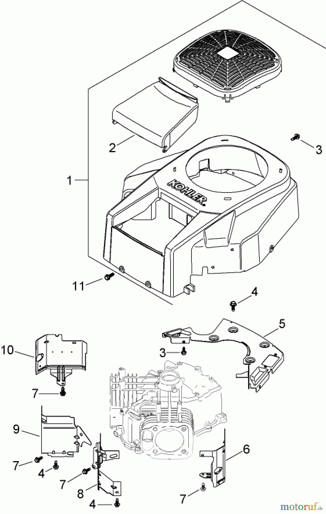 Toro Neu Mowers, Zero-Turn 74372 (Z5020) - Toro TimeCutter Z5020 Riding Mower, 2007 (270000001-270999999) BLOWER HOUSING ASSEMBLY KOHLER SV720-0029