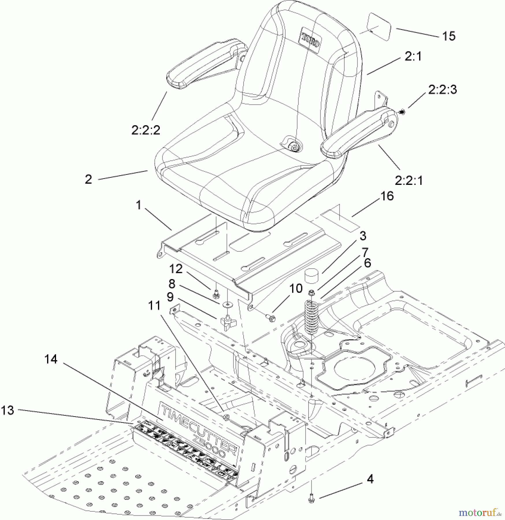 Toro Neu Mowers, Zero-Turn 74372 (Z5020) - Toro TimeCutter Z5020 Riding Mower, 2007 (270000001-270999999) SEAT ASSEMBLY