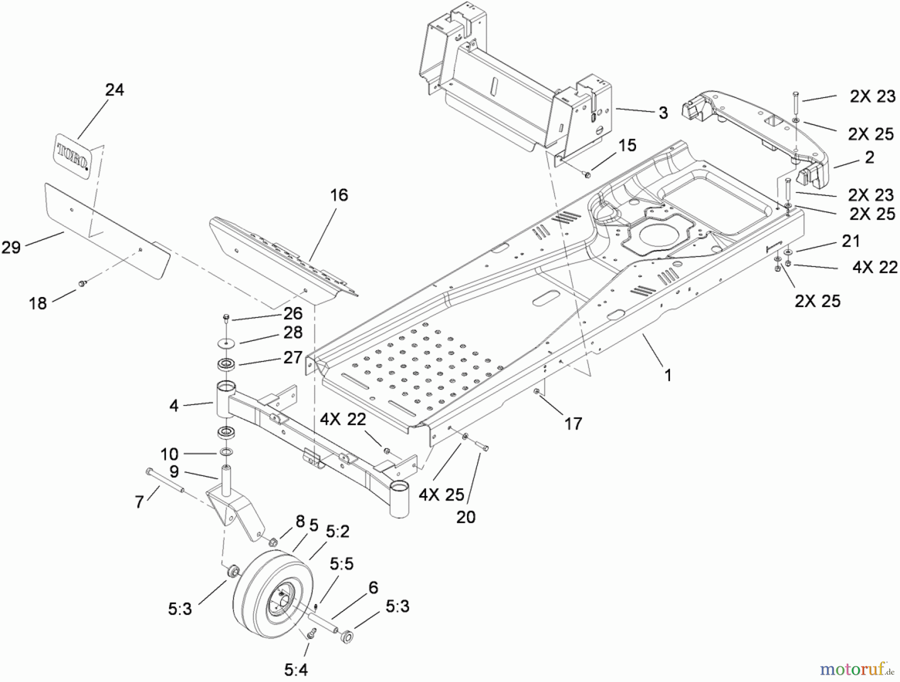 Toro Neu Mowers, Zero-Turn 74373 (Z5030) - Toro TimeCutter Z5030 Riding Mower, 2009 (290000001-290004012) FRAME ASSEMBLY