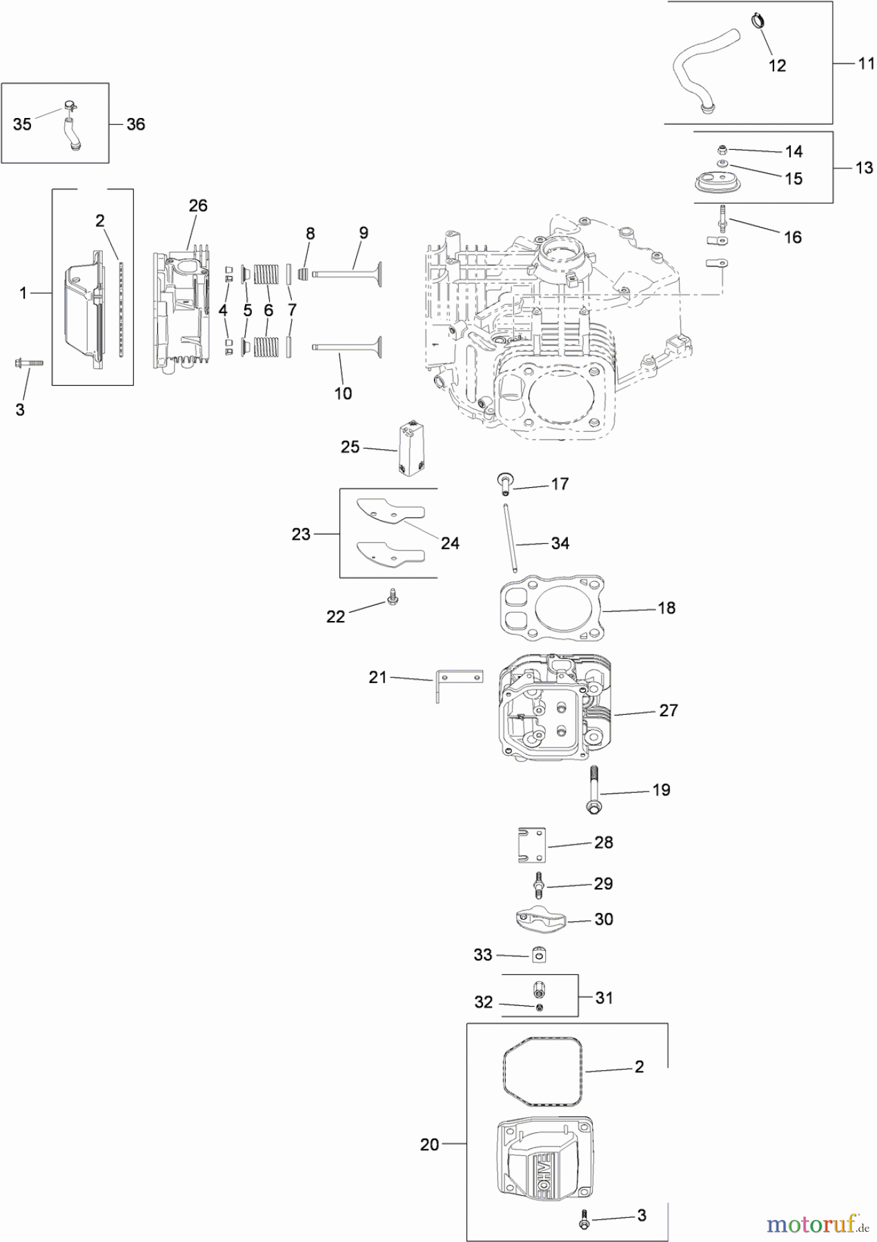 Toro Neu Mowers, Zero-Turn 74373 (Z5030) - Toro TimeCutter Z5030 Riding Mower, 2009 (290000001-290004012) HEAD, VALVE AND BREATHER ASSEMBLY KOHLER SV720-0039