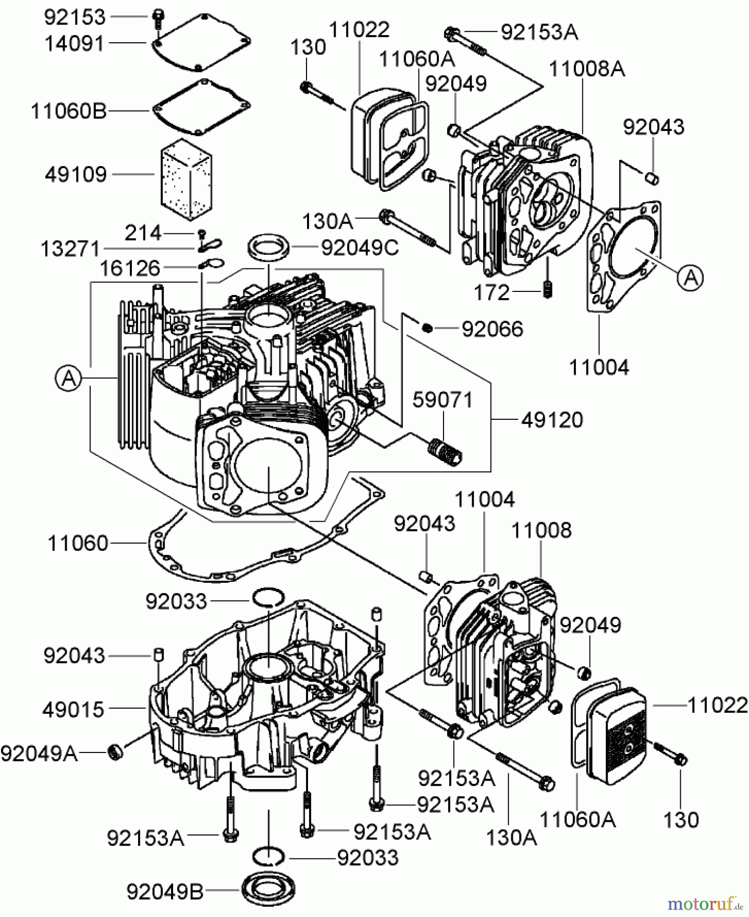 Toro Neu Mowers, Zero-Turn 74374 (Z5040) - Toro TimeCutter Z5040 Riding Mower, 2008 (280000001-280999999) CYLINDER AND CRANKCASE ASSEMBLY KAWASAKI FH641V-AS31
