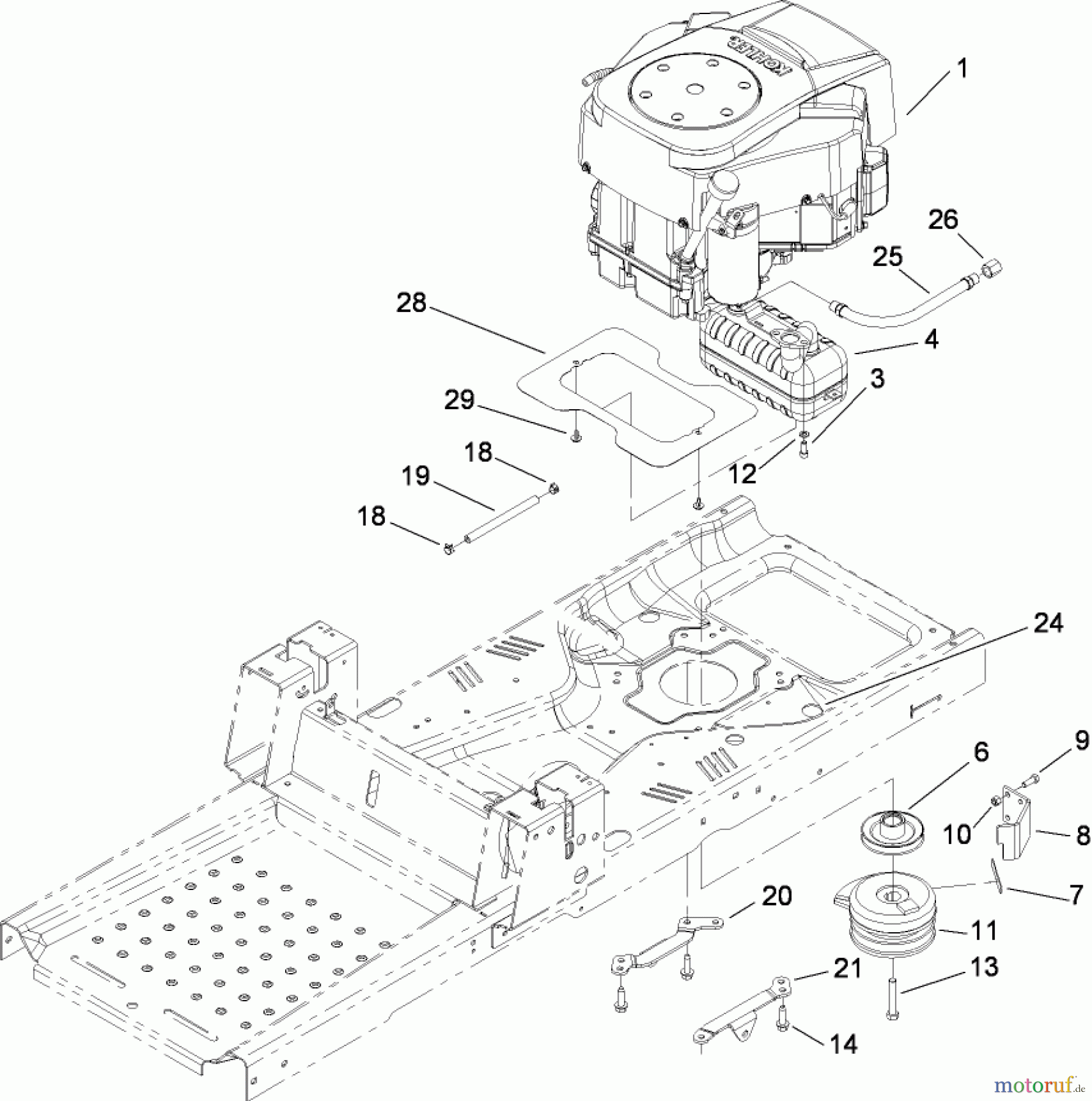 Toro Neu Mowers, Zero-Turn 74375 (Z5060) - Toro TimeCutter Z5060 Riding Mower, 2008 (280000001-280999999) ENGINE AND CLUTCH ASSEMBLY