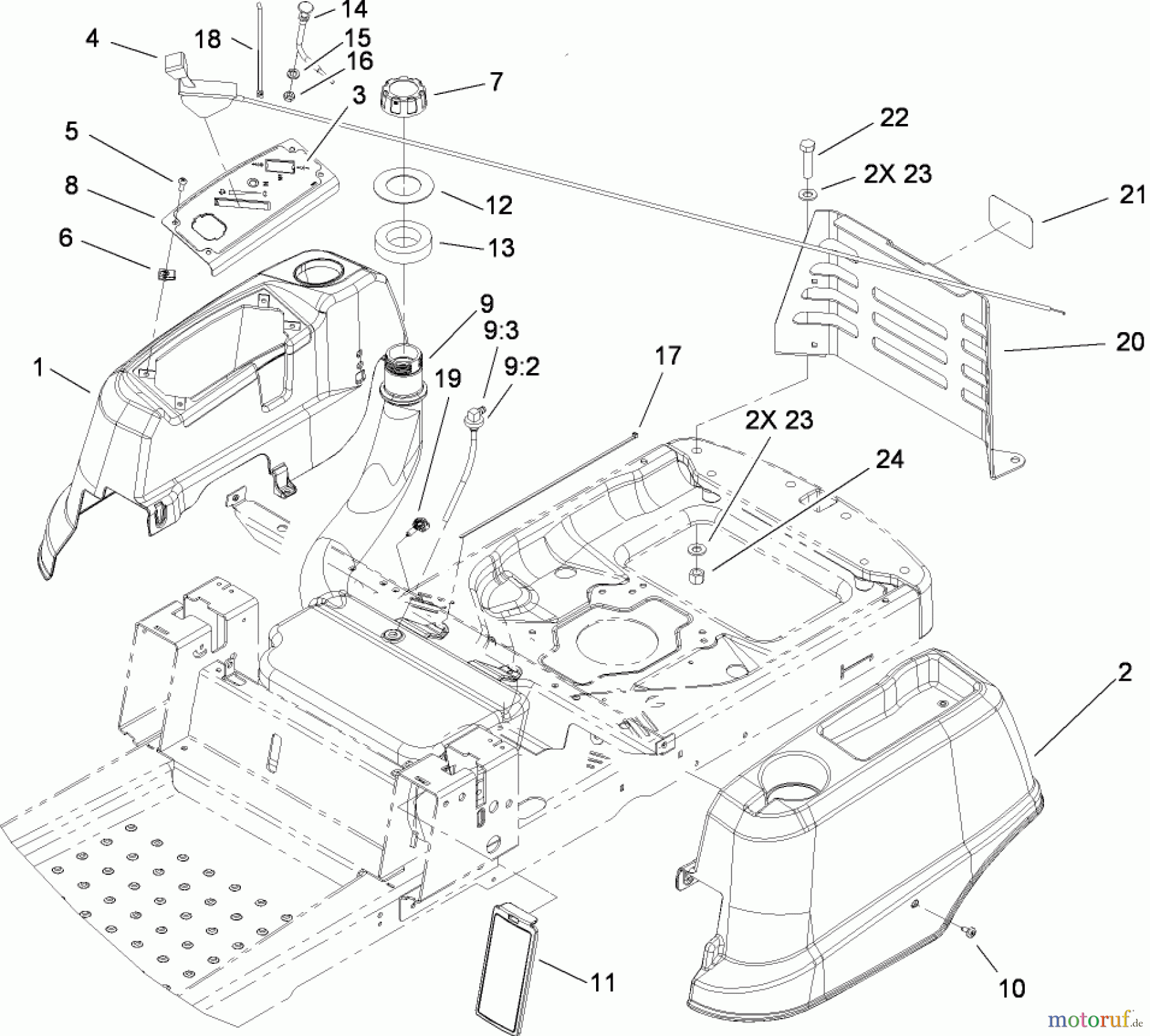 Toro Neu Mowers, Zero-Turn 74375 (Z5060) - Toro TimeCutter Z5060 Riding Mower, 2008 (280000001-280999999) STYLING AND FUEL SYSTEM ASSEMBLY