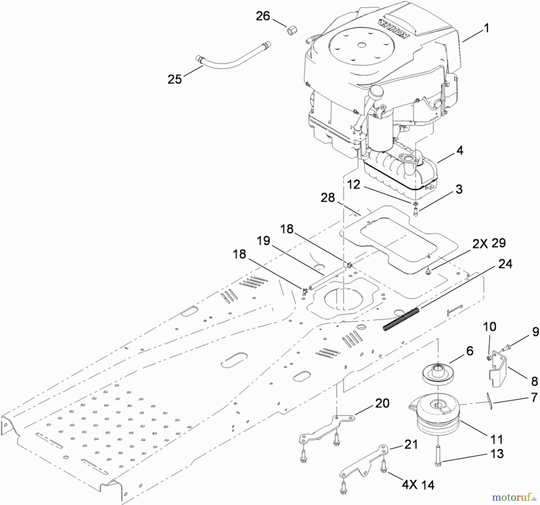 Toro Neu Mowers, Zero-Turn 74375 (Z5060) - Toro TimeCutter Z5060 Riding Mower, 2009 (290000001-290000199) ENGINE AND CLUTCH ASSEMBLY