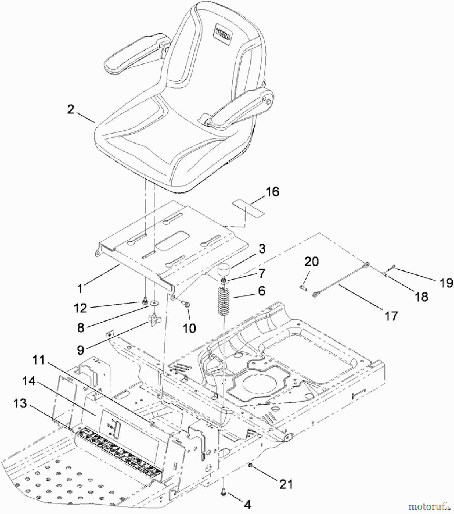  Toro Neu Mowers, Zero-Turn 74375 (Z5060) - Toro TimeCutter Z5060 Riding Mower, 2009 (290000001-290000199) SEAT ASSEMBLY