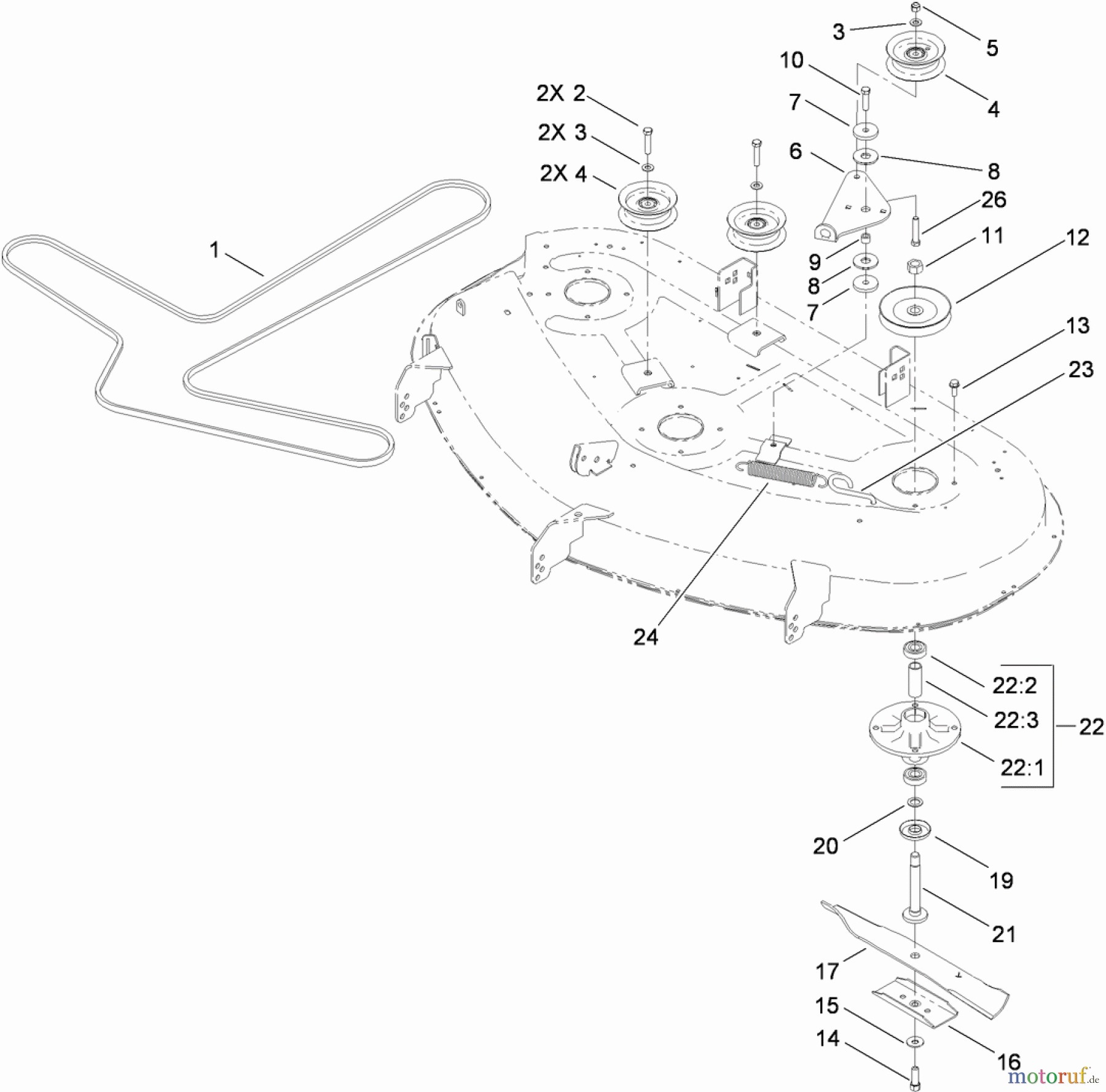 Toro Neu Mowers, Zero-Turn 74375 (Z5060) - Toro TimeCutter Z5060 Riding Mower, 2010 (310000001-310999999) 50 INCH DECK SPINDLE AND BLADE ASSEMBLY
