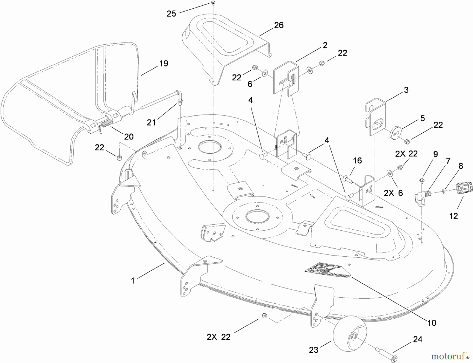  Toro Neu Mowers, Zero-Turn 74376 (Z5035) - Toro TimeCutter Z5035 Riding Mower, 2010 (310000001-310999999) 50 INCH DECK ASSEMBLY