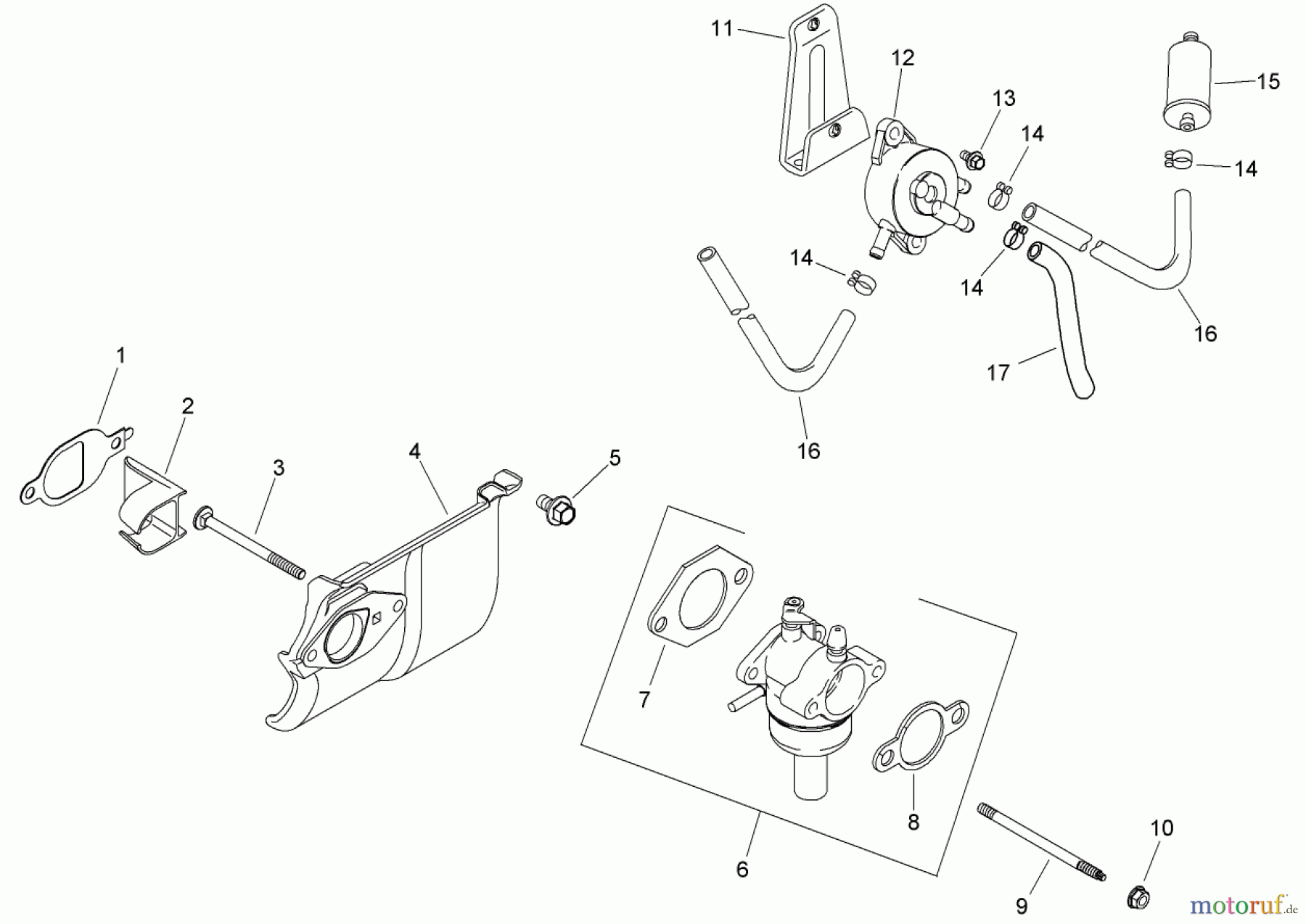 Toro Neu Mowers, Zero-Turn 74380 (Z4200) - Toro TimeCutter Z4200 Riding Mower, 2007 (270000001-270999999) FUEL SYSTEM ASSEMBLY KOHLER SV590-0023