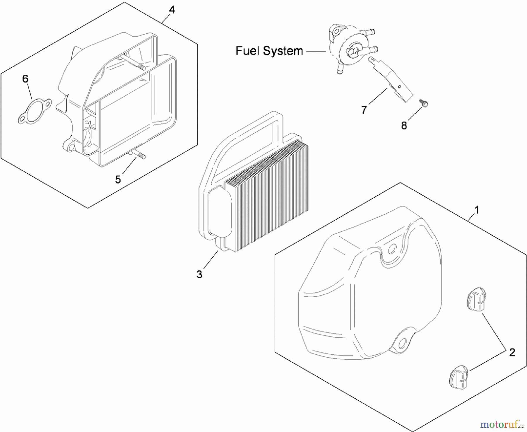 Toro Neu Mowers, Zero-Turn 74380 (Z4200) - Toro TimeCutter Z4200 Riding Mower, 2009 (290000326-290999999) AIR INTAKE AND FILTRATION ASSEMBLY KOHLER SV590-0213