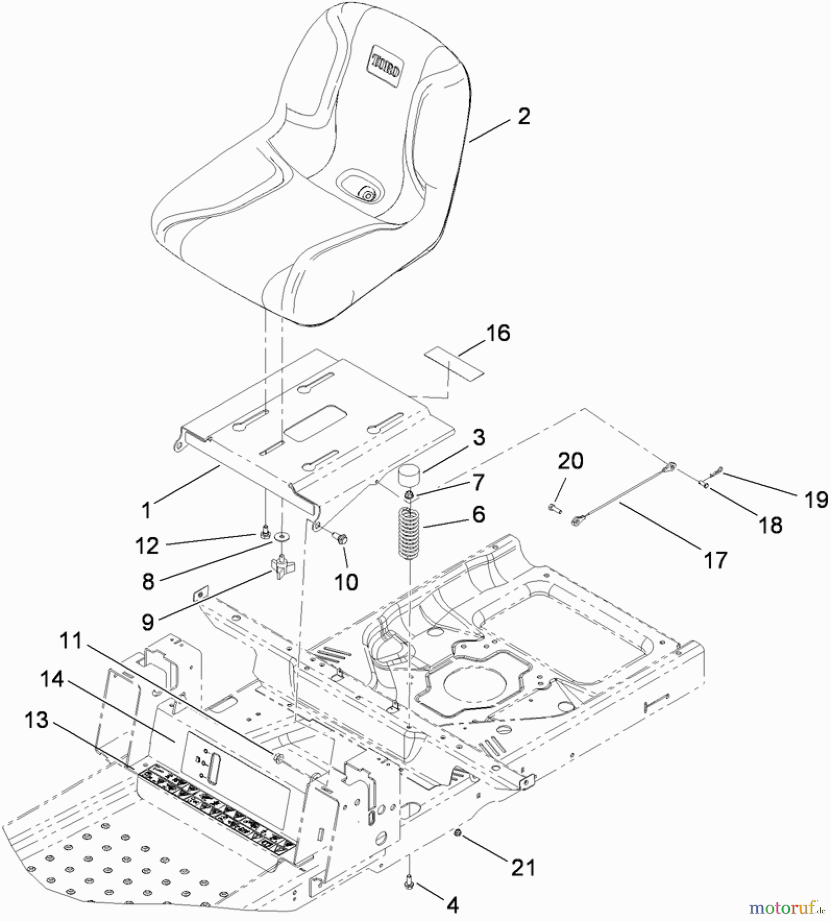 Toro Neu Mowers, Zero-Turn 74380 (Z4200) - Toro TimeCutter Z4200 Riding Mower, 2009 (290000326-290999999) SEAT ASSEMBLY