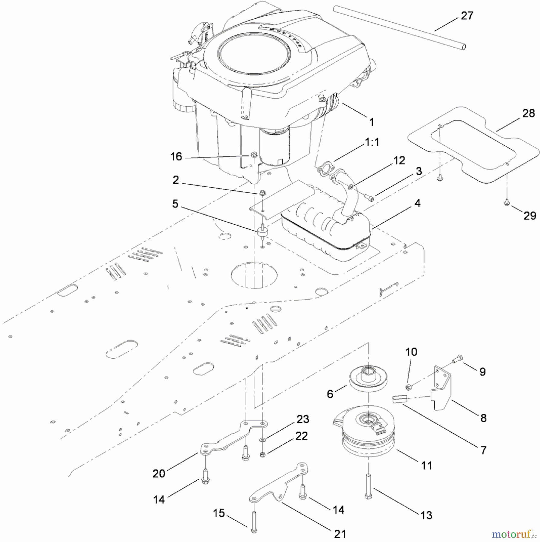  Toro Neu Mowers, Zero-Turn 74380 (Z4200) - Toro TimeCutter Z4200 Riding Mower, 2010 (310000001-310999999) ENGINE AND CLUTCH ASSEMBLY